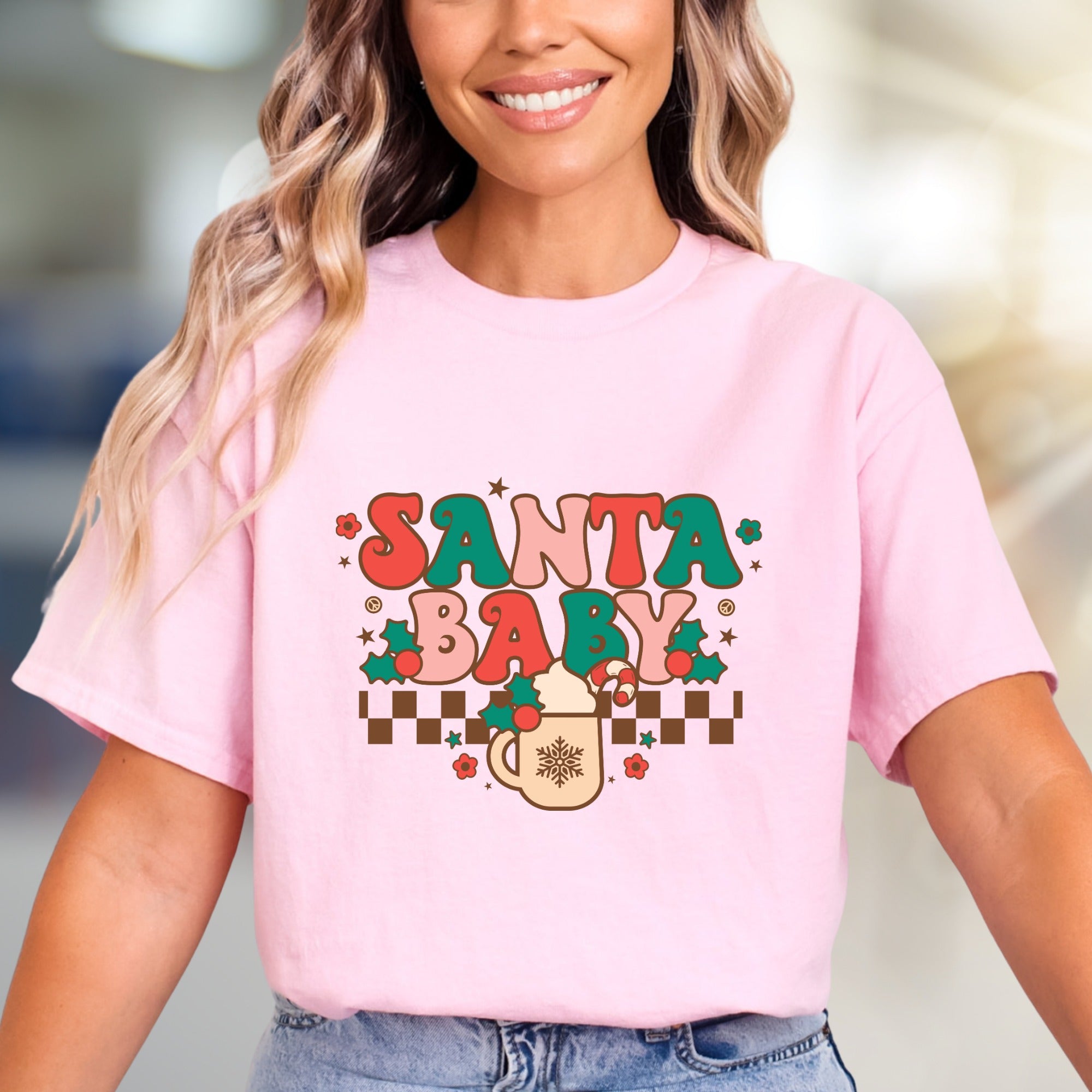 "SANTA BABY" Retro Christmas Graphic Tee, a Festive Niche Pick for Holiday Lovers
