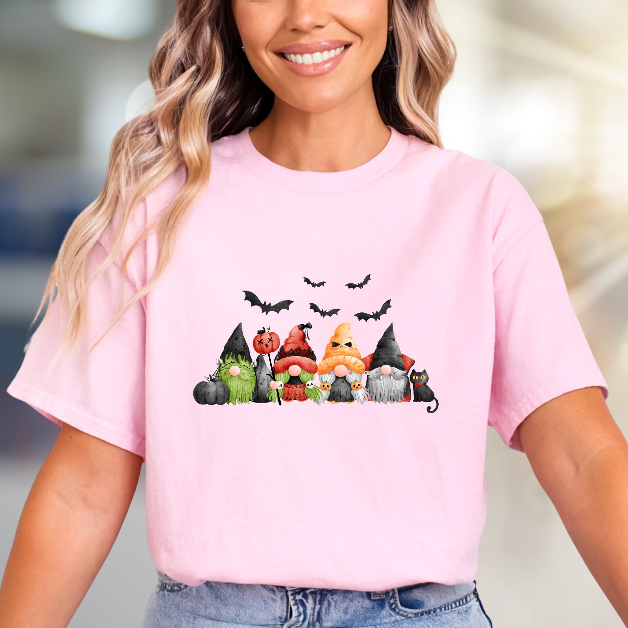 Spooky Squad Gnome Halloween Graphic Tee, A Festive Fall Pick for Everyone