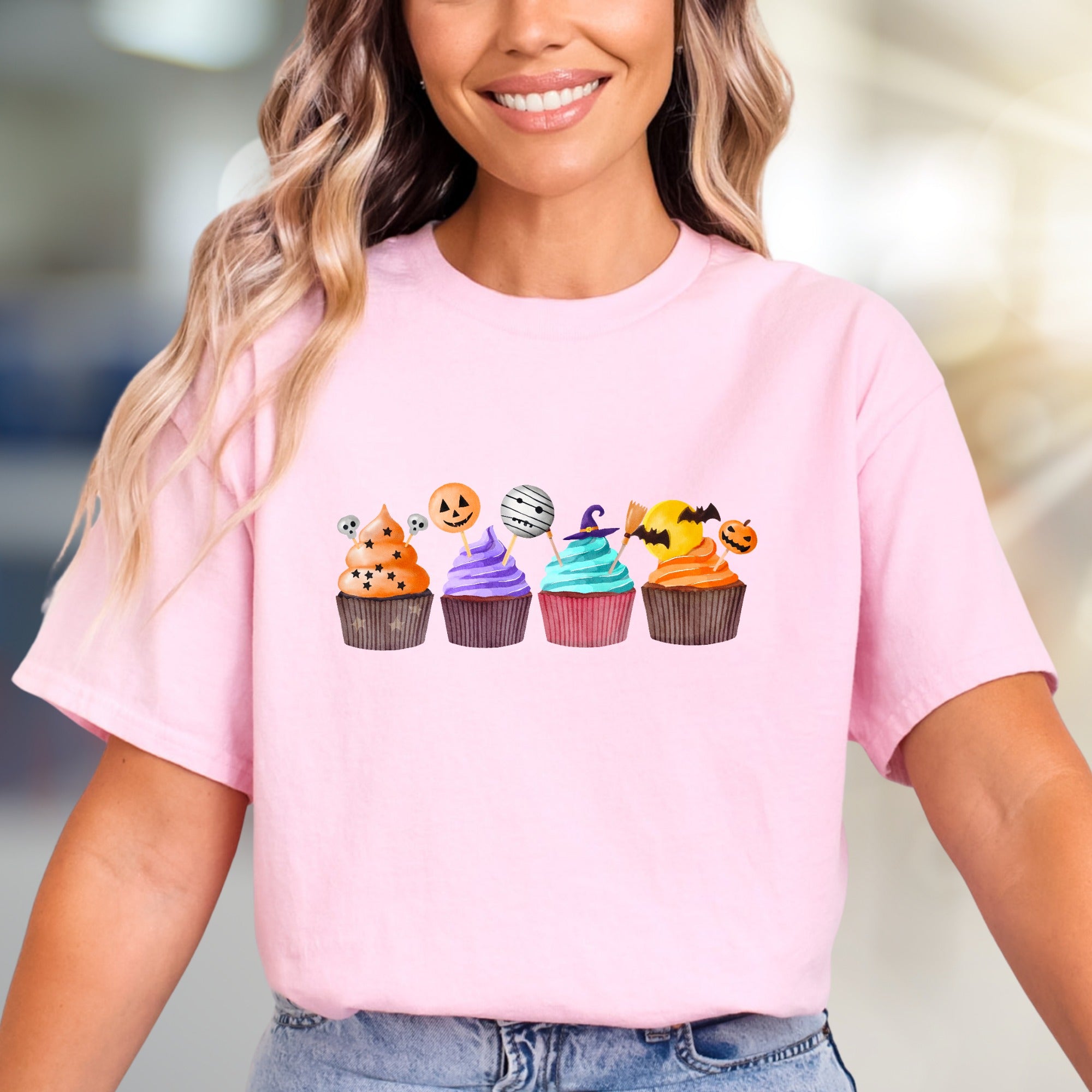 Spooky Cupcakes Graphic Tee, A Sweet Halloween Pick for Seasonal Fun Lovers