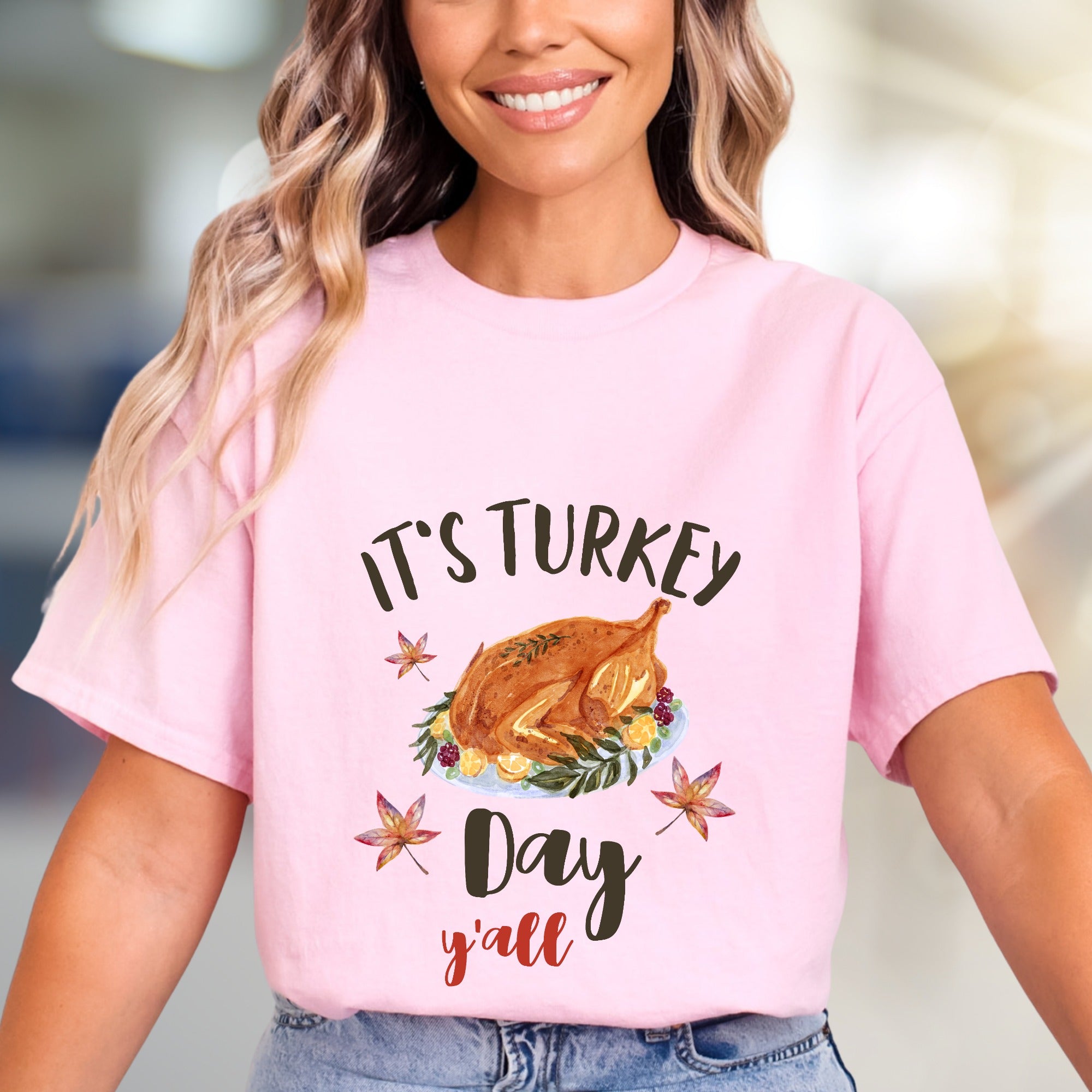 "It's Turkey Day Y'all" Festive Graphic Tee, a Southern Charm Pick for Celebration Lovers