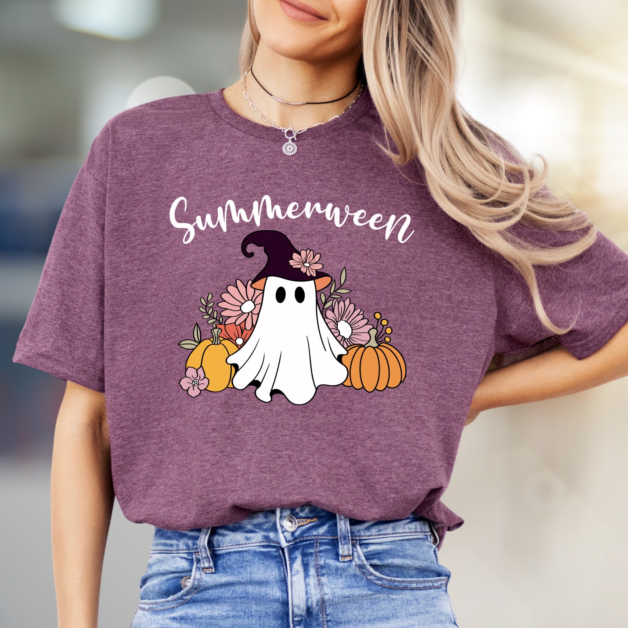 "Summerween" Spooky Cute Ghost Graphic Tee, a Whimsical Autumn Pick for Halloween Lovers