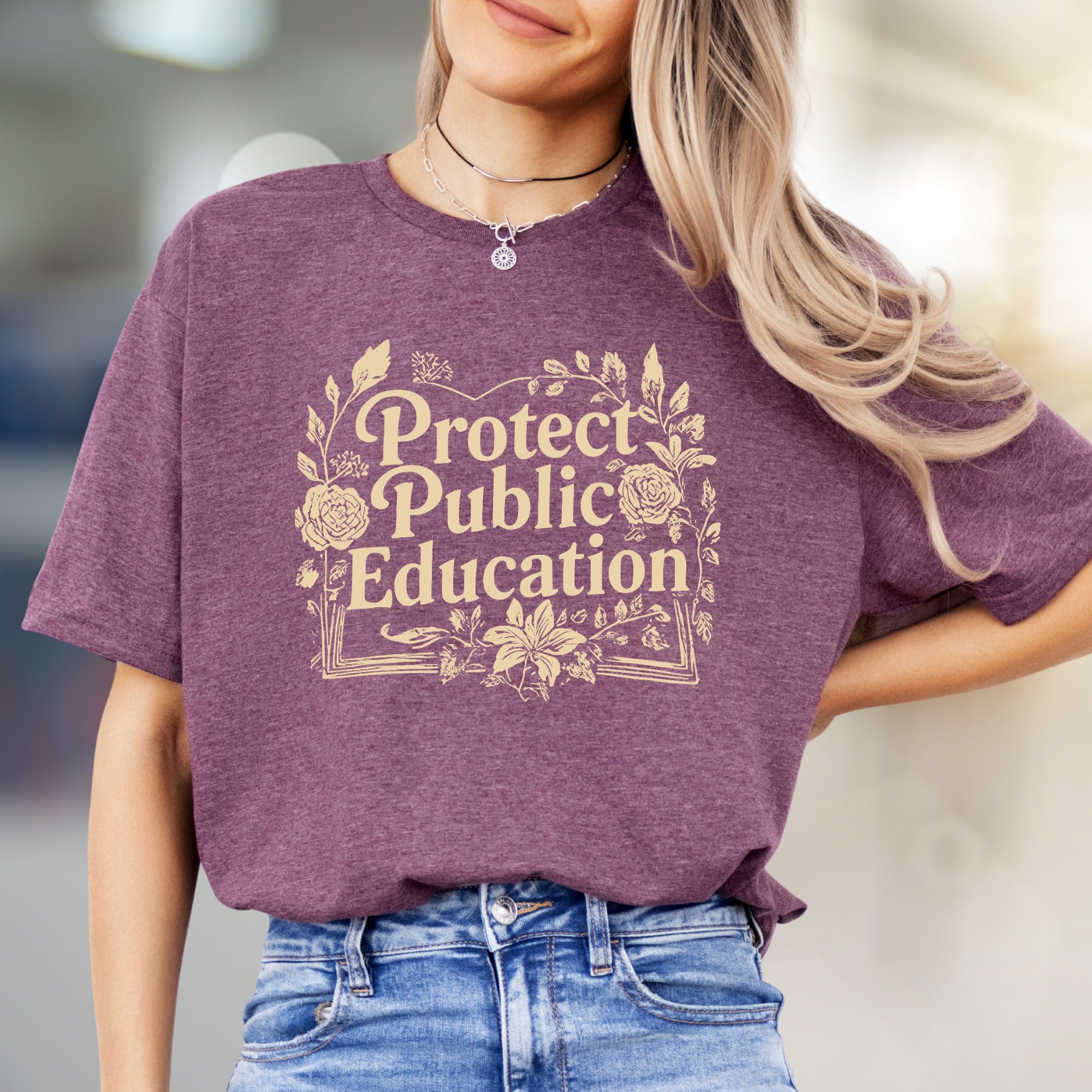 "Protect Public Education" Floral Graphic Tee, A Cause-Driven Pick for Advocates