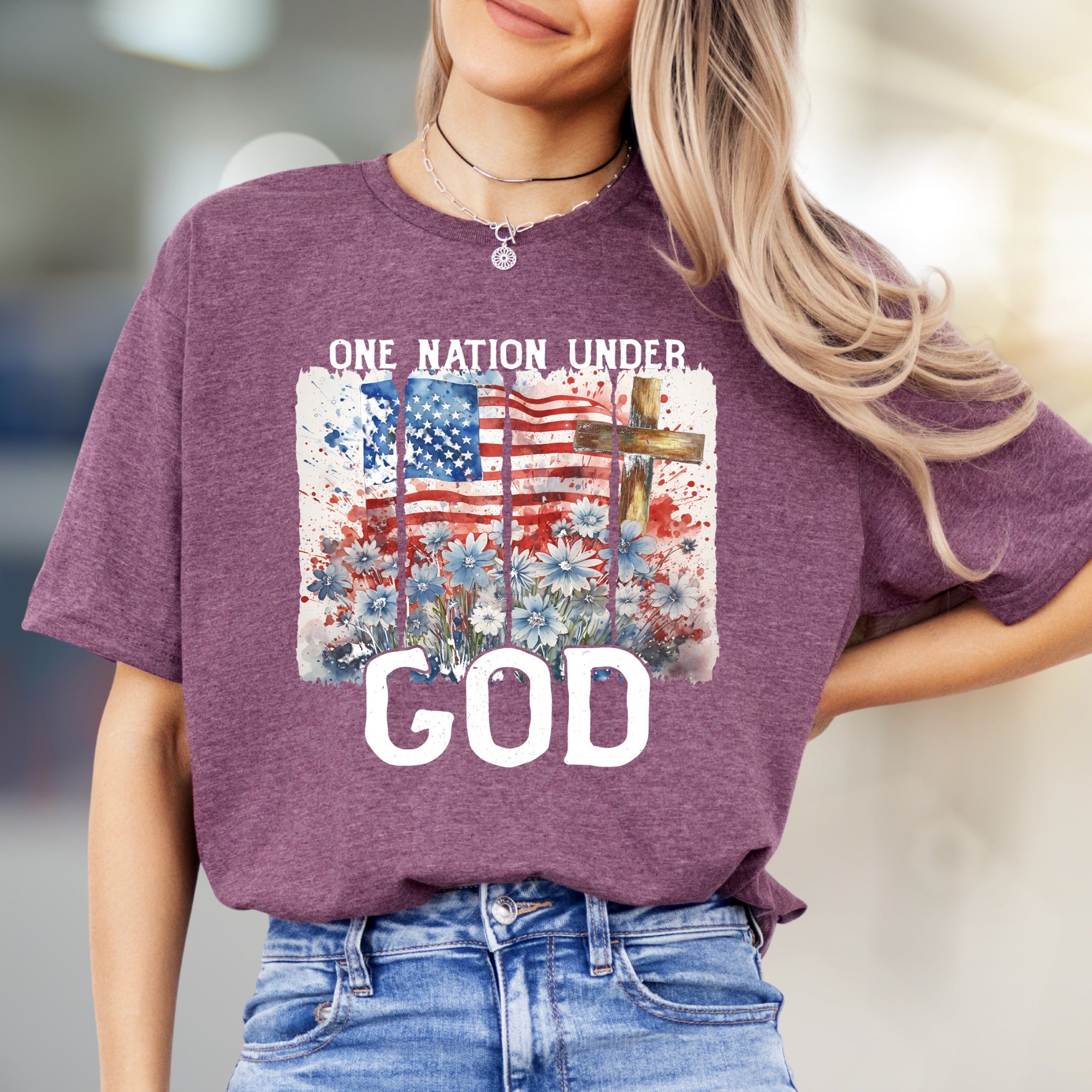 "ONE NATION UNDER GOD" American Flag Graphic Tee, a Patriotic Faith Pick for All