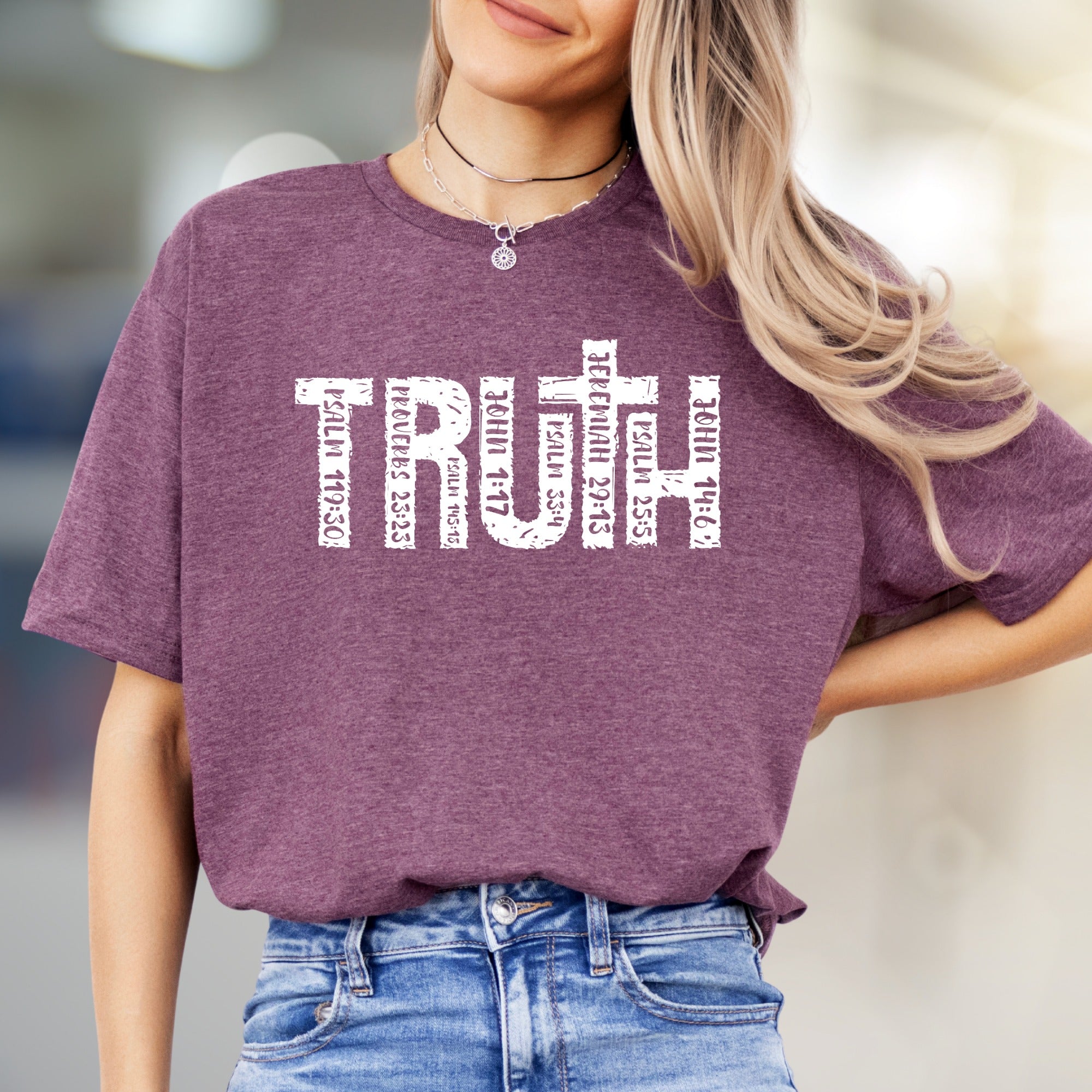"TRUTH" Scripture Distressed Graphic Tee, a Faith-Inspired Pick for Believers