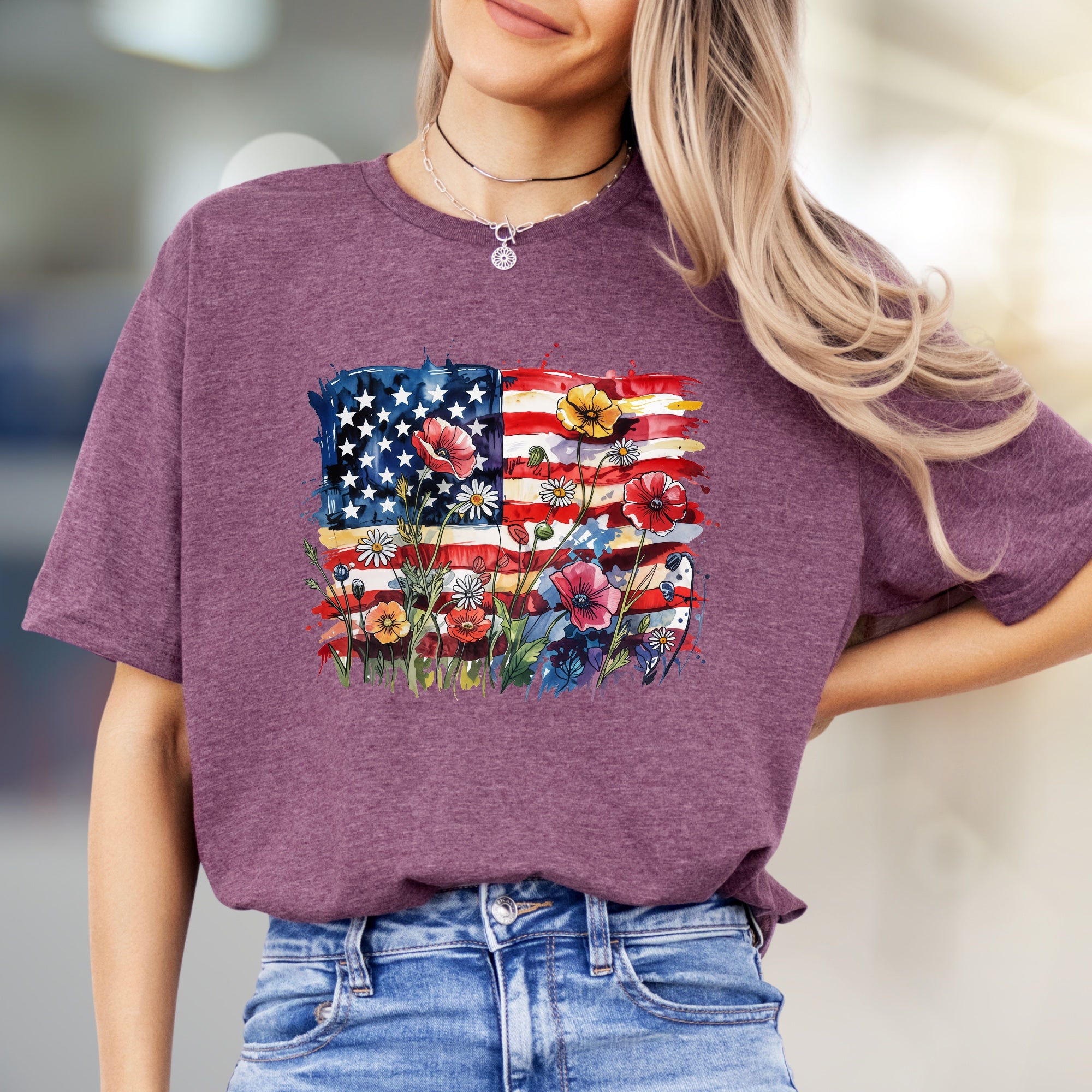 Floral America Graphic Tee, a Patriotic Art Pick for Everyone