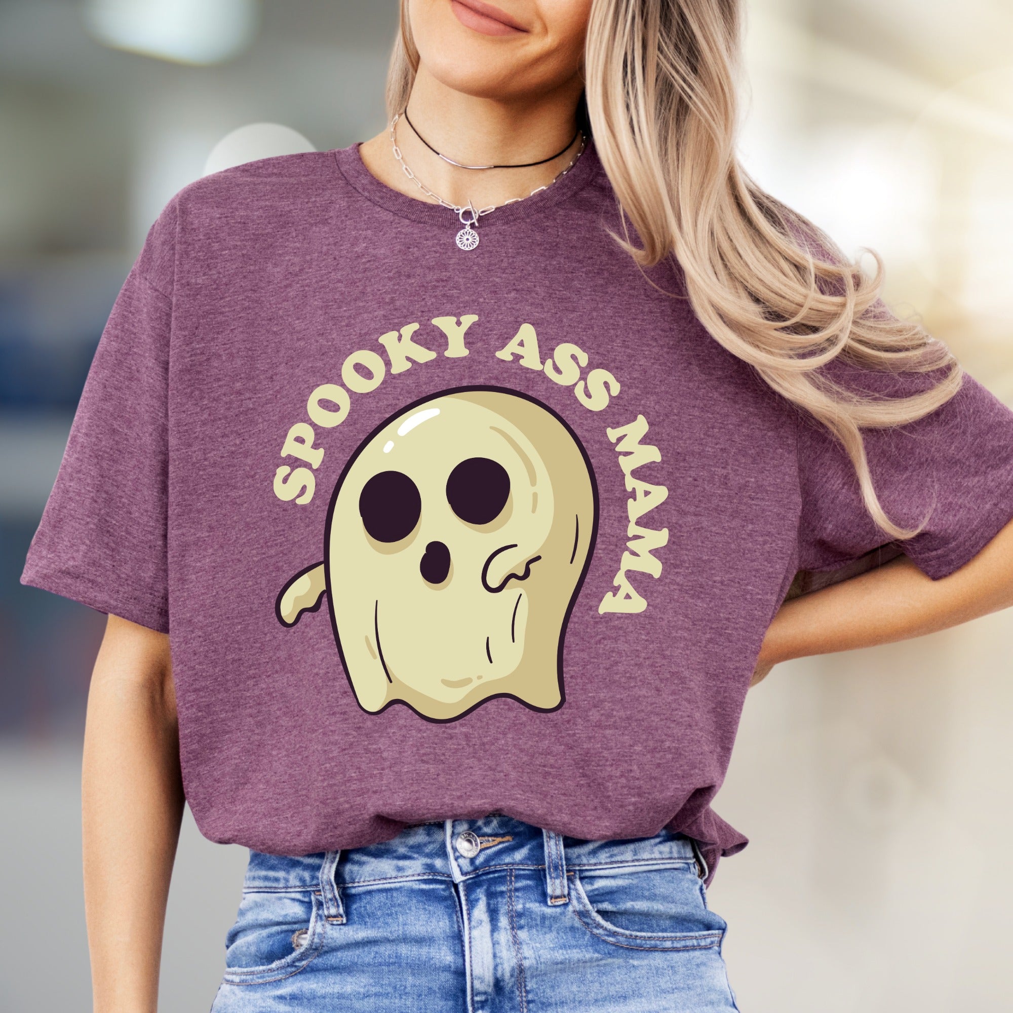 "SPOOKY ASS MAMA" Ghost Graphic Tee, a Quirky Halloween Pick for Moms