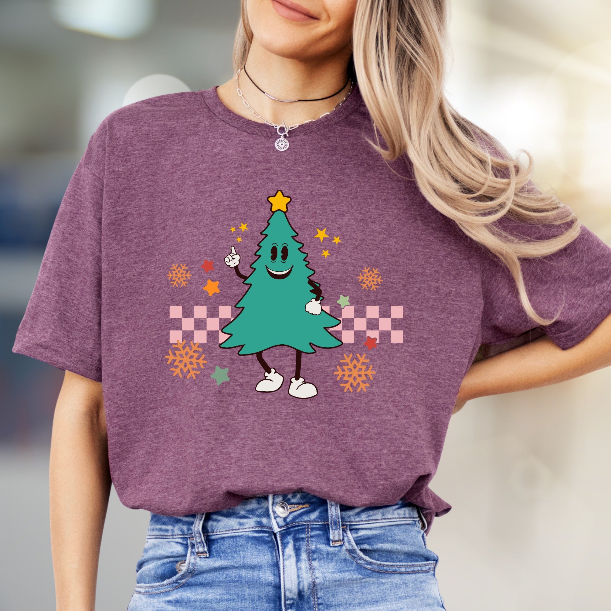 Retro Christmas Tree Graphic Tee, a Whimsical Holiday Pick for Fun-Lovers
