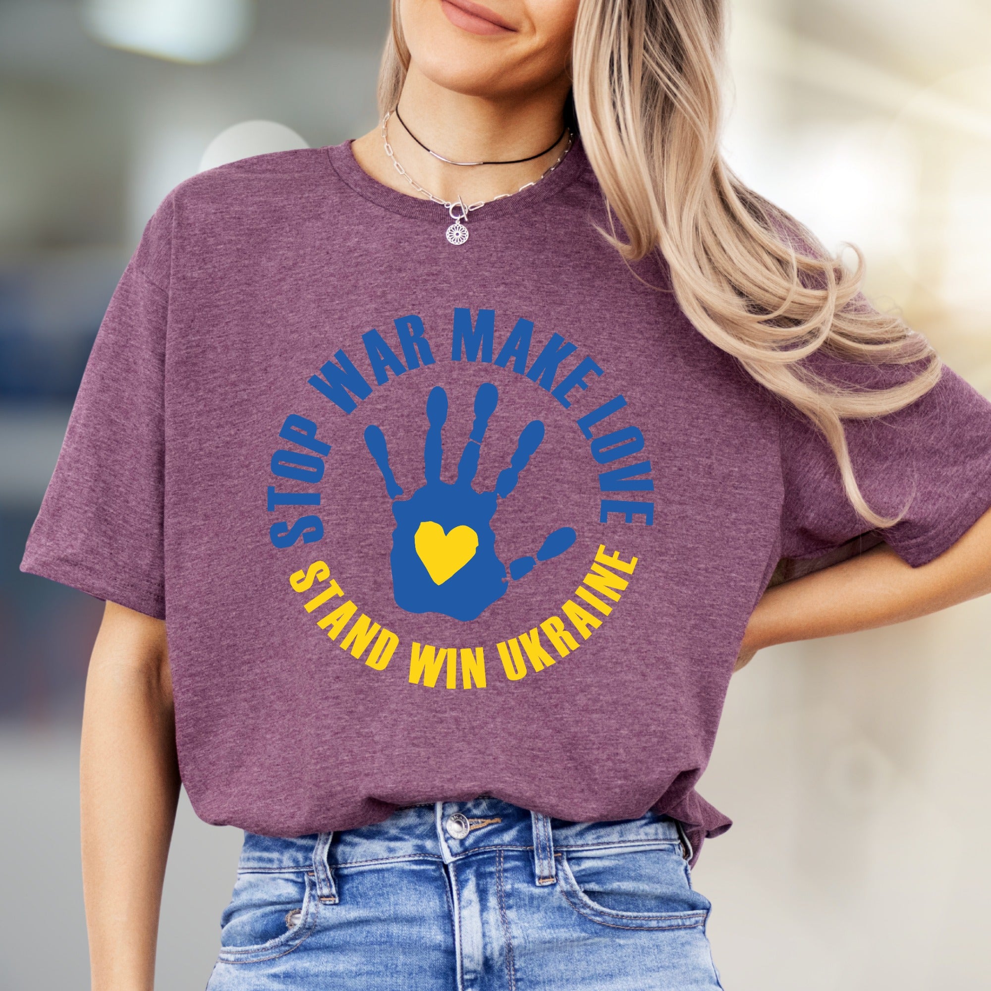 "STOP WAR MAKE LOVE STAND WIN UKRAINE" Solidarity Graphic Tee, a Statement Piece for Advocates