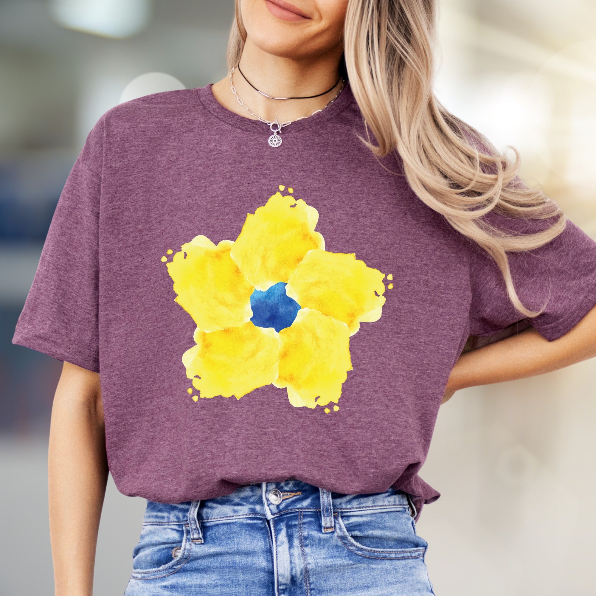 Abstract Watercolor Floral Graphic Tee, Artistic Statement Wear