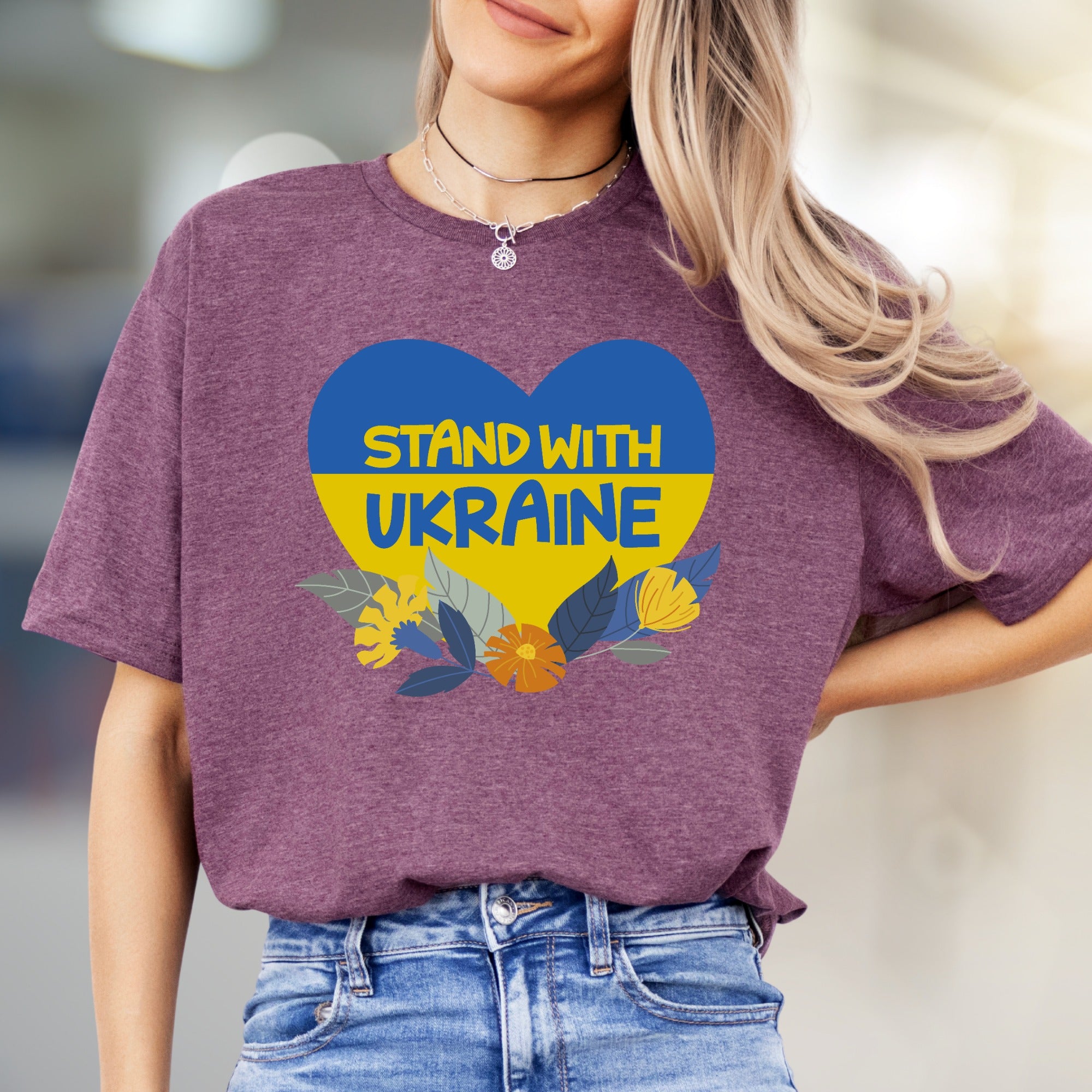 "Stand With Ukraine" Patriot Heart Tee, a Supportive Graphic Pick for Advocates