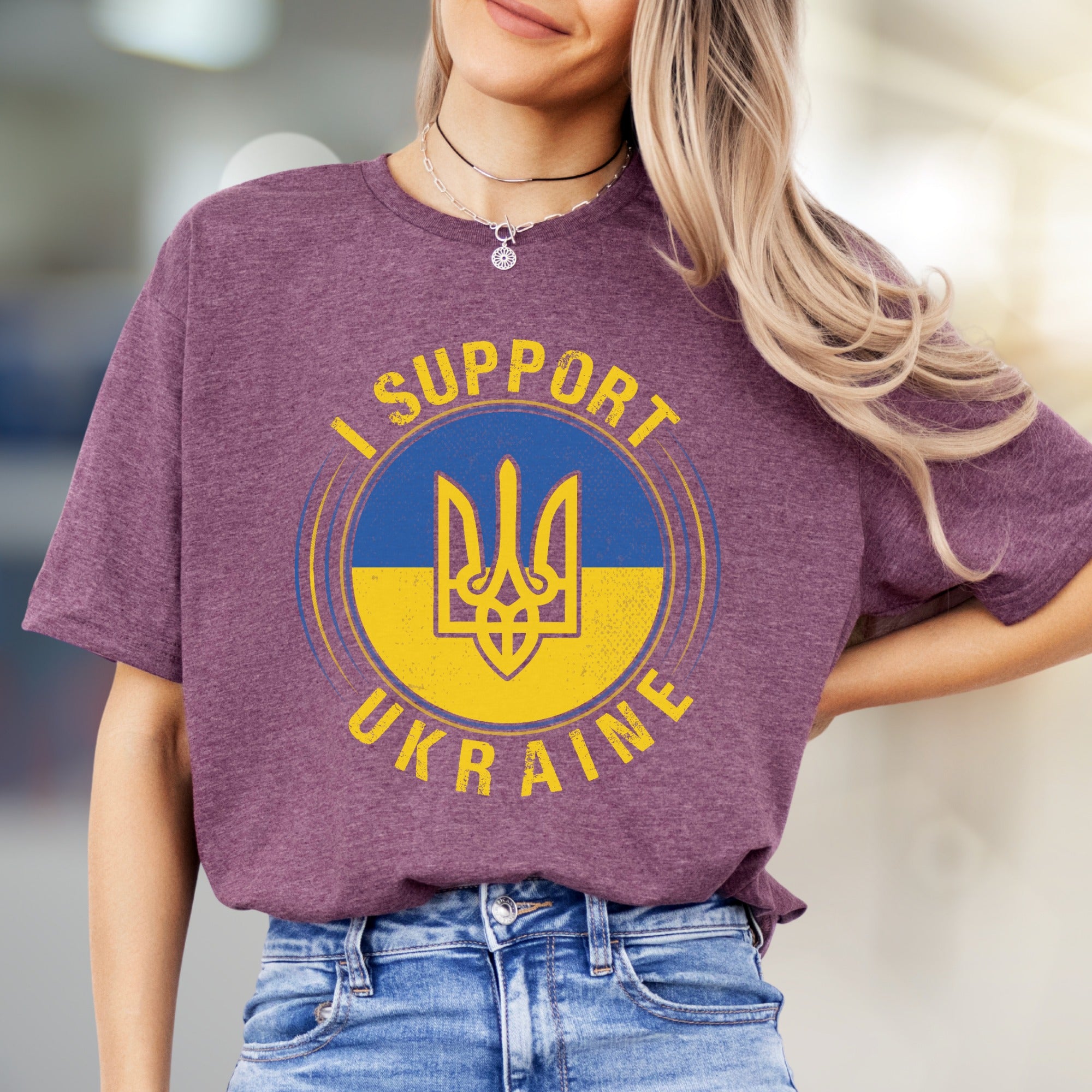 "I Support Ukraine" Emblem Graphic Tee, A Patriotic Statement for Advocates