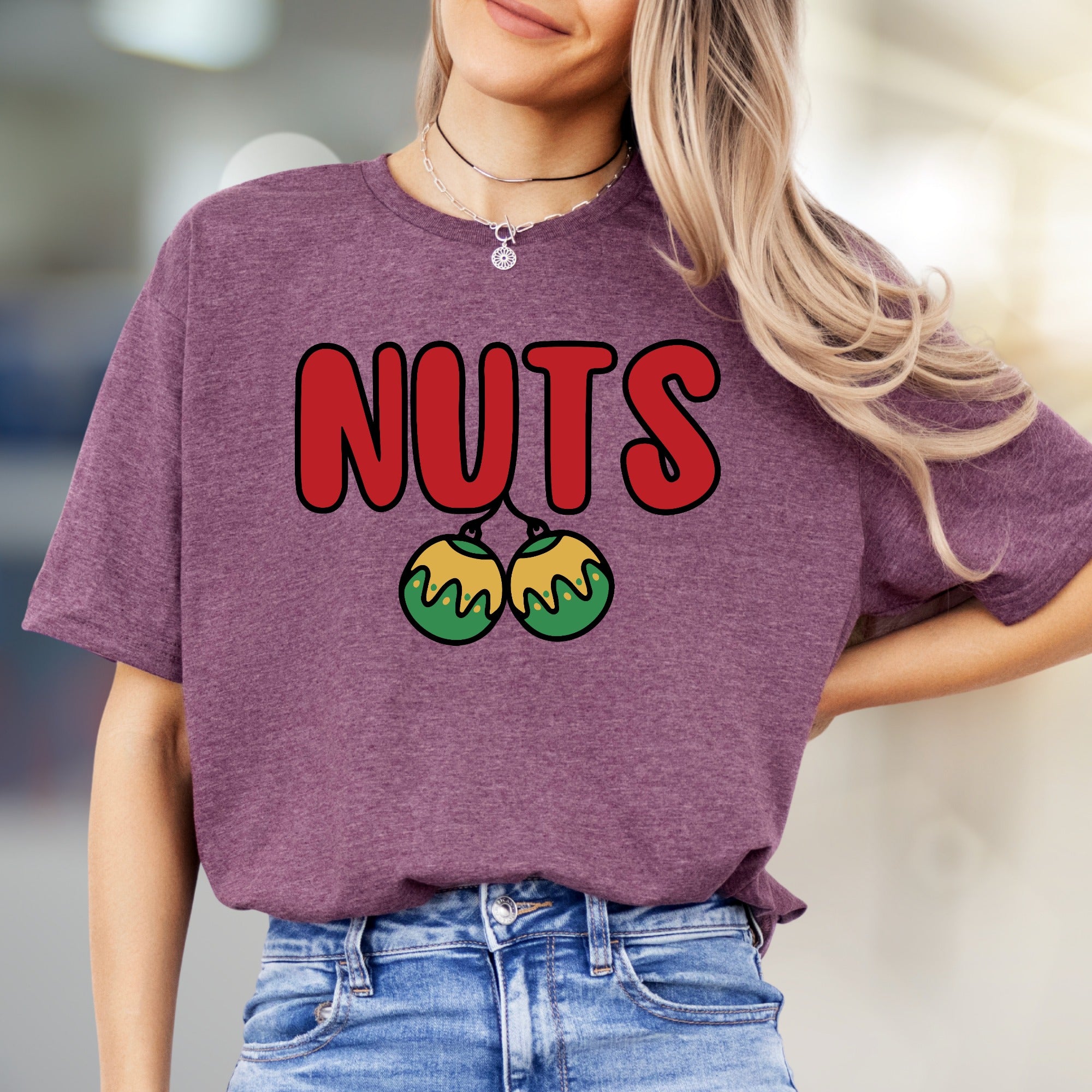"NUTS" Holiday Balls Graphic Tee, a Festive Pick for Humor Enthusiasts