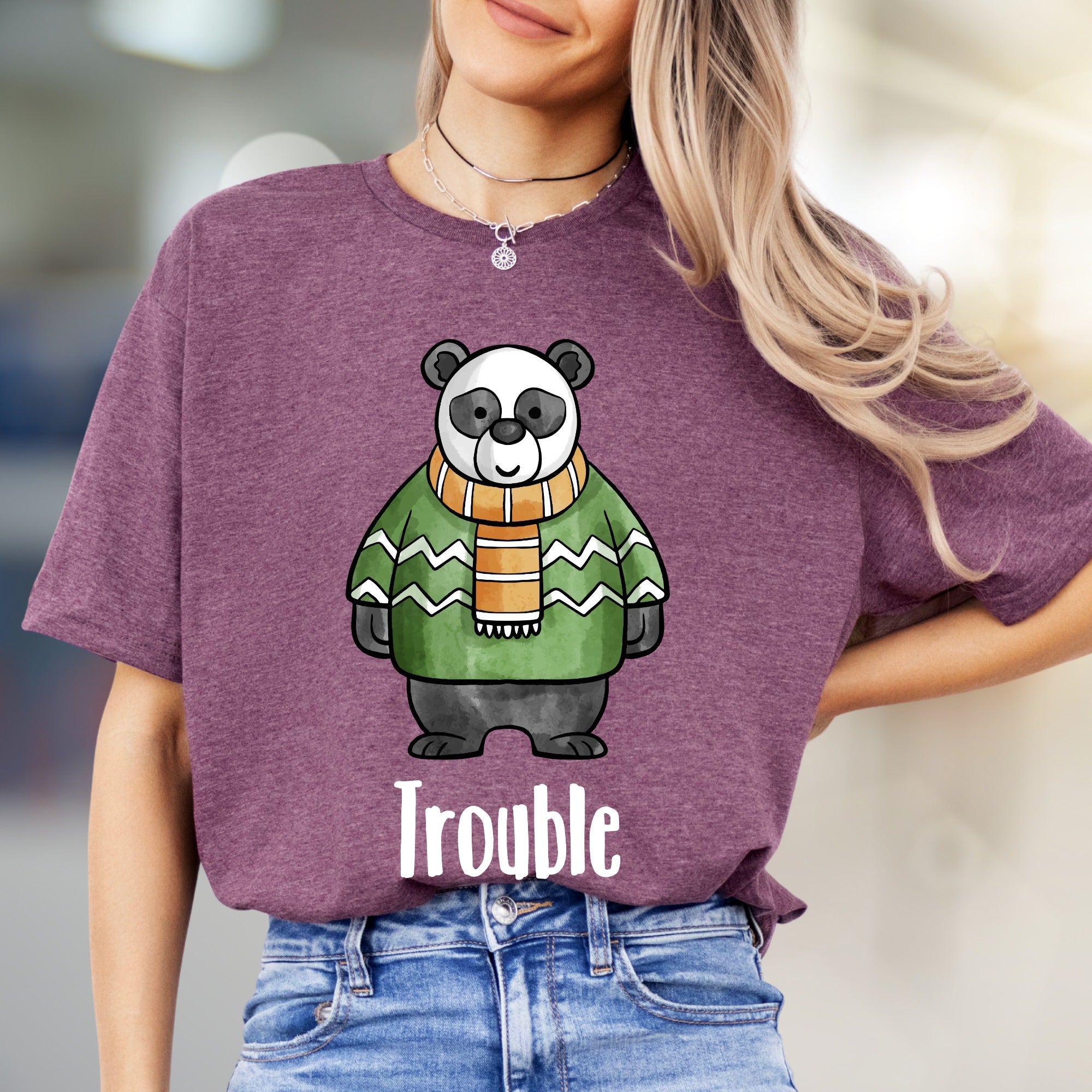 "Trouble" Panda Graphic Tee, a Playful Animal Design for Fun Lovers