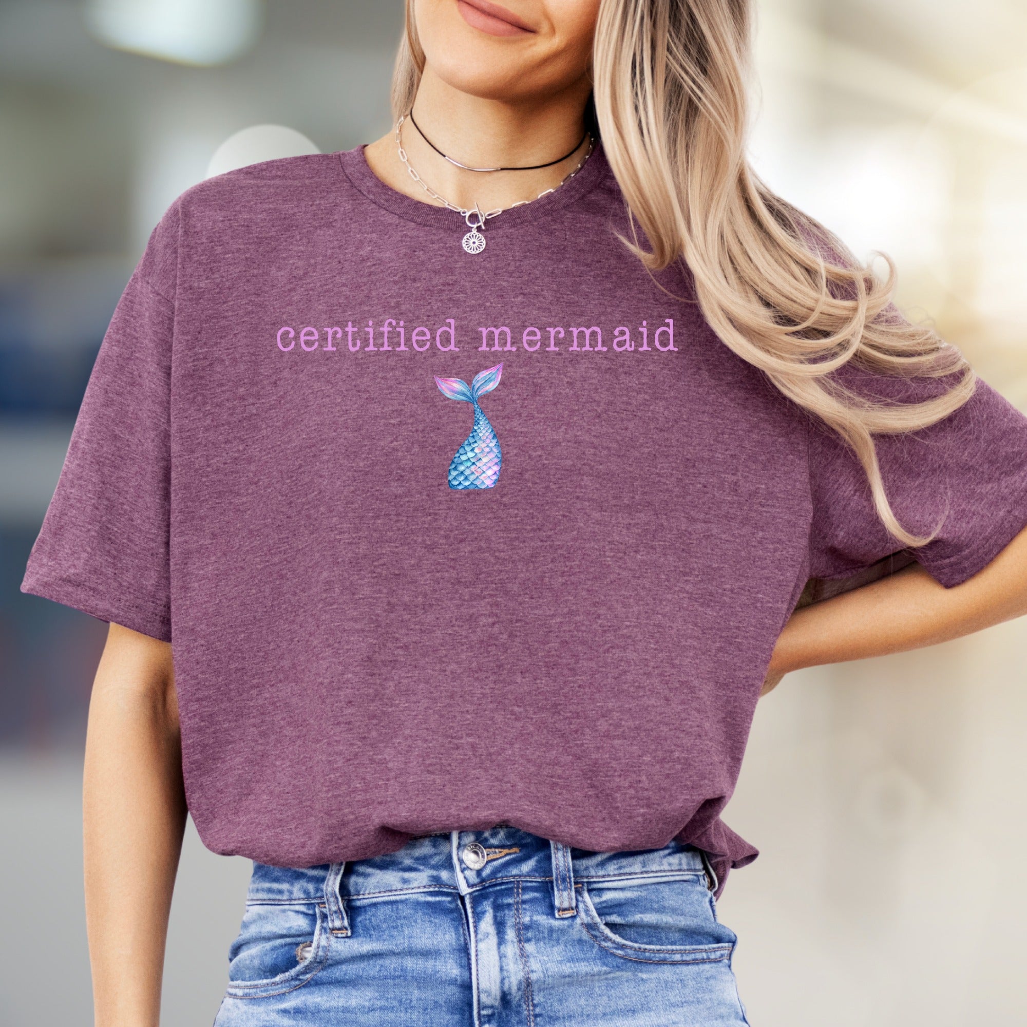 "certified mermaid" Mermaid Tail Graphic Tee, a Whimsical Pick for Ocean Lovers