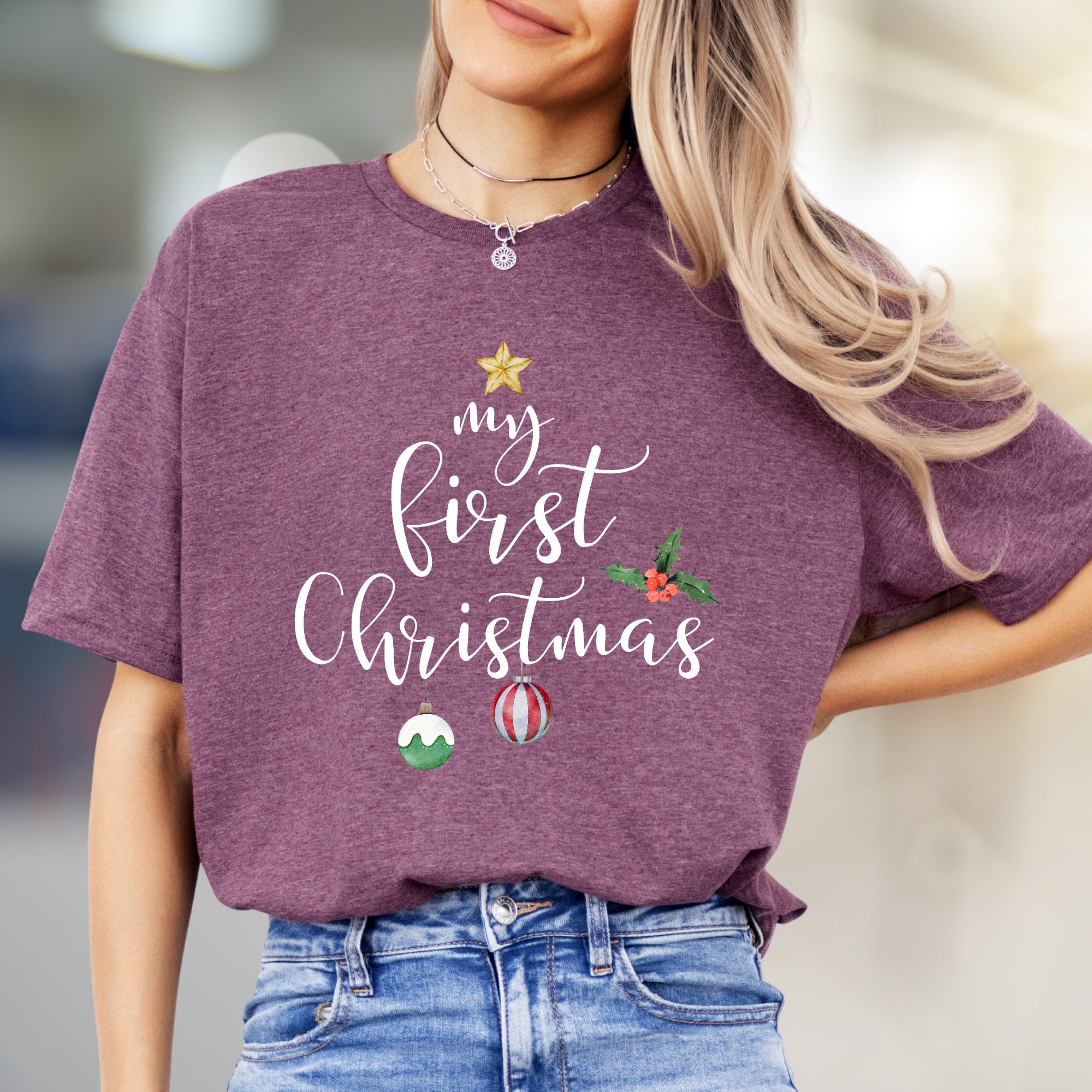 "my first Christmas" Festive Graphic Tee, a Heartwarming Pick for New Parents