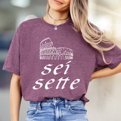 "Sei Sette" Colosseum Graphic Tee, a Roman Holiday Pick for Travel Enthusiasts