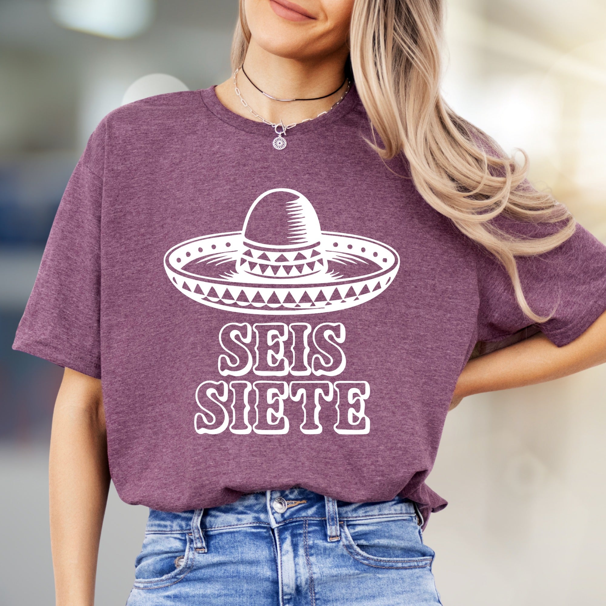 "SEIS SIETE" Sombrero Graphic Tee, a Festive Mexican Folk Pick for Celebrants