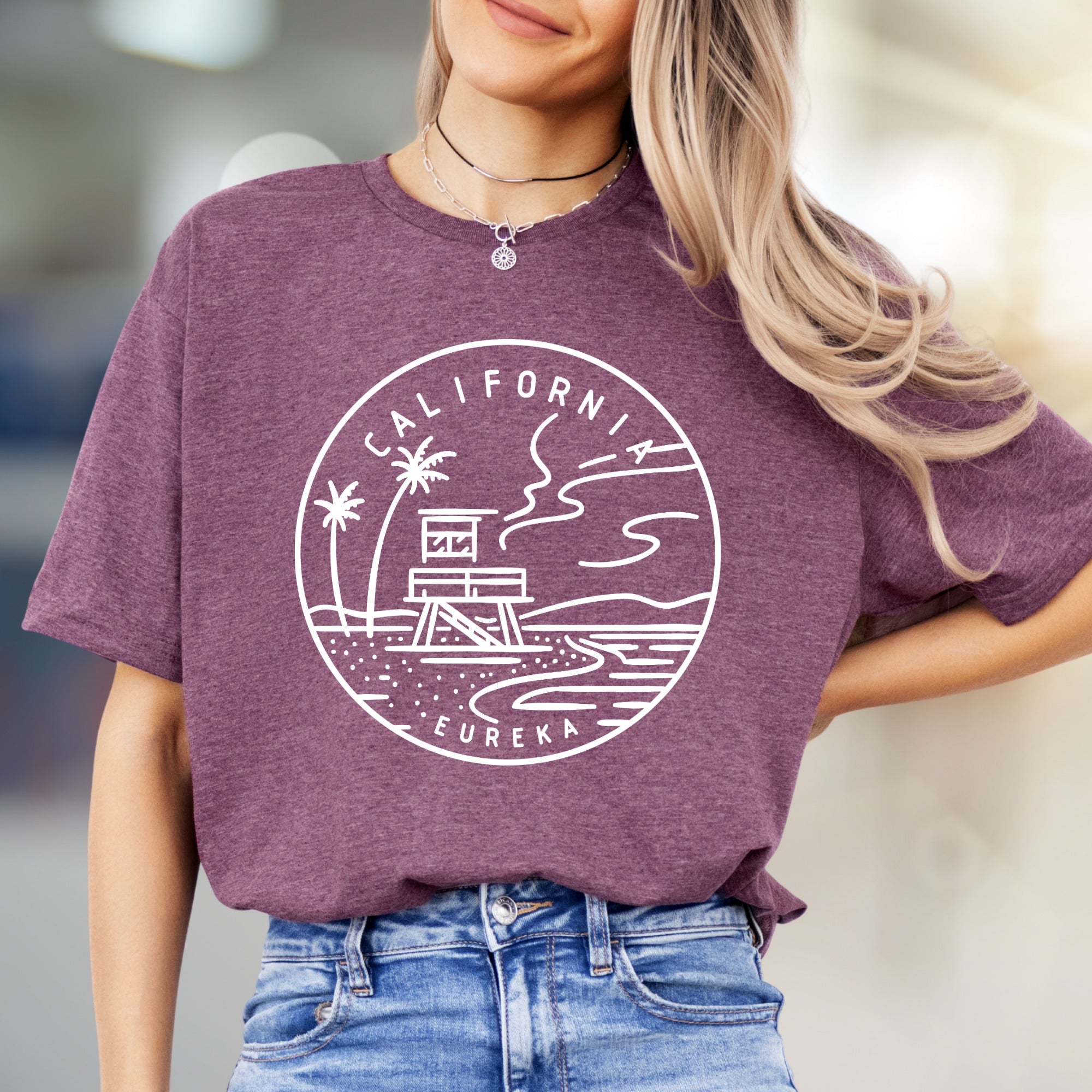 "CALIFORNIA EUREKA" Coastal Horizon Graphic Tee, a Beach Vibes Pick for Travelers