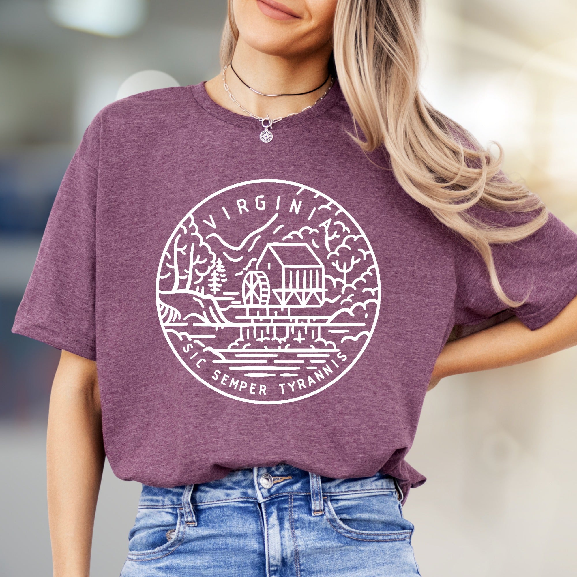 "Virginia Sic Semper Tyrannis" Nature Scene Graphic Tee, a Heritage Pick for Enthusiasts