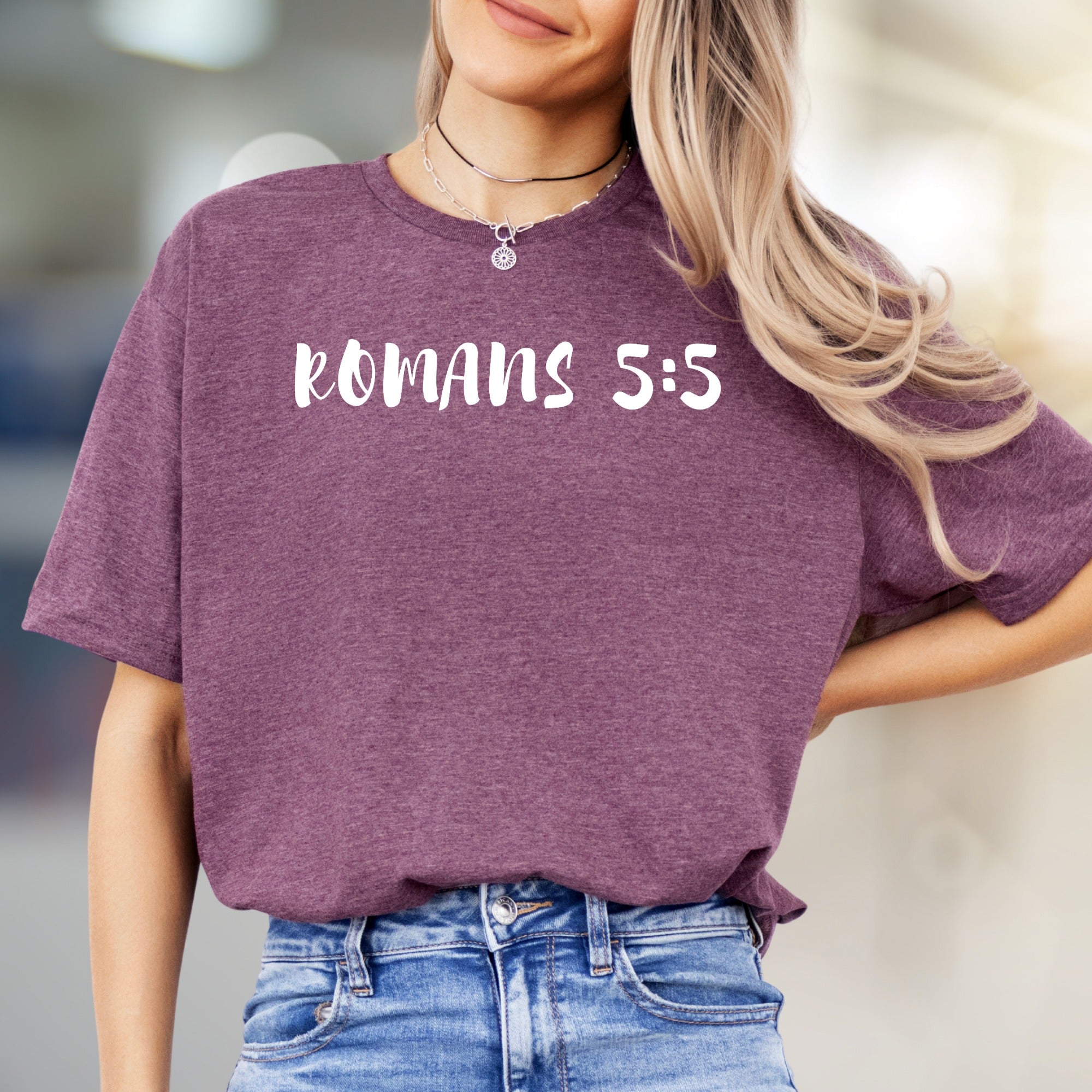 "ROMANS 5:5" Faith Inspired Graphic Tee, a Spiritual Pick for Believers