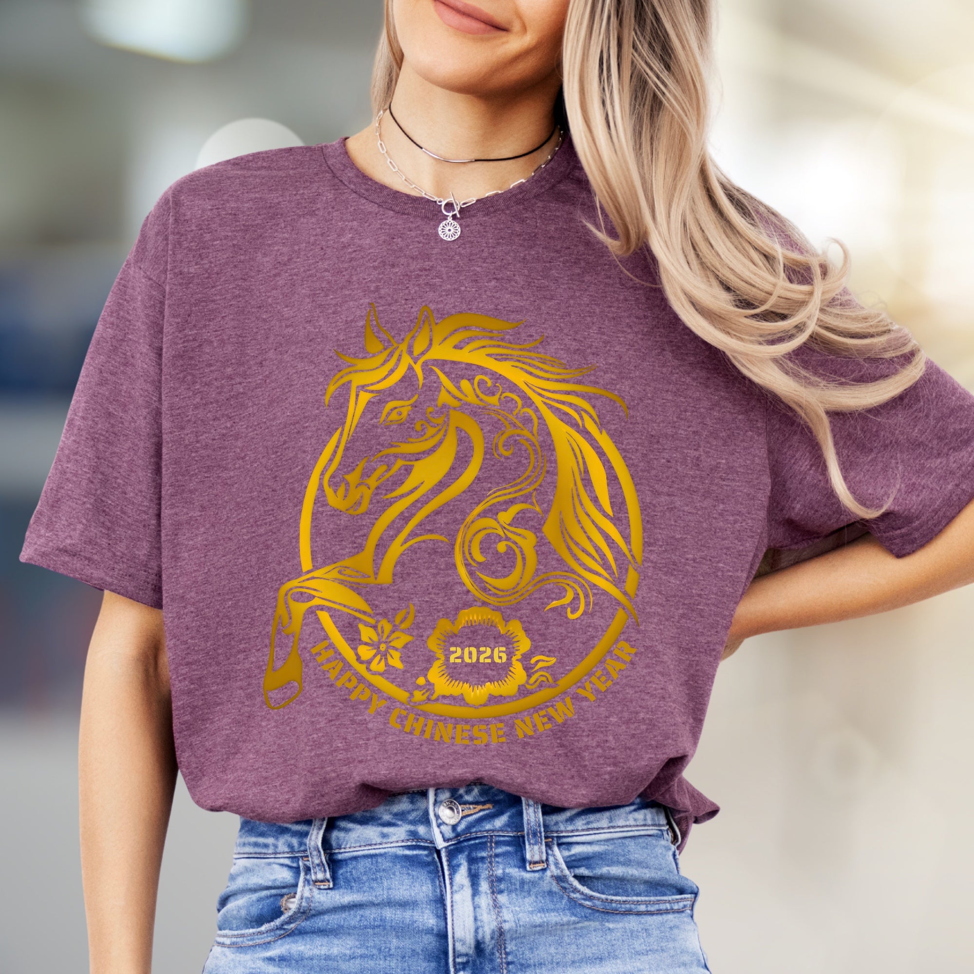 "HAPPY CHINESE NEW YEAR 2026" Golden Horse Graphic Tee, an Auspicious Celebration Unisex Top