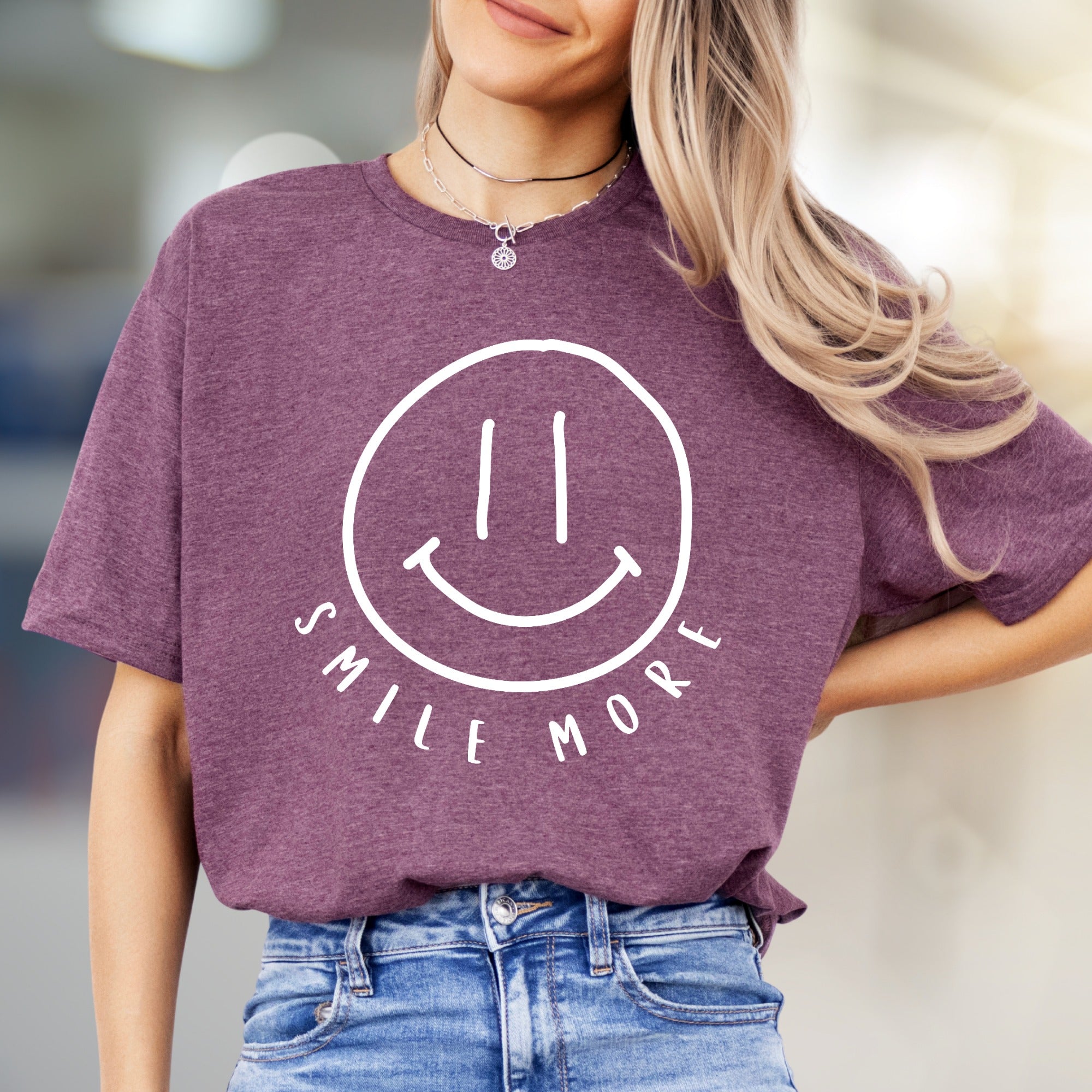 "Smile More" Happy Face Graphic Tee, a Positive Vibe Unisex Pick for Anyone