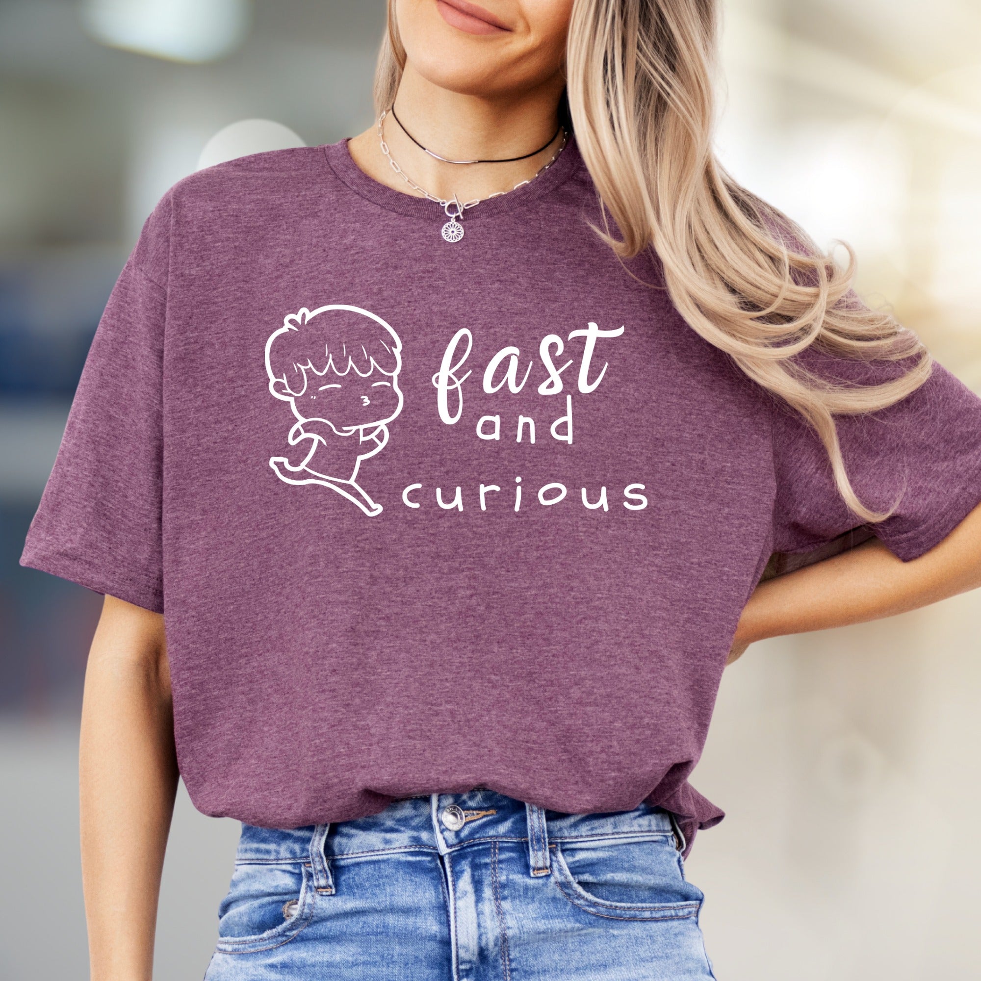 “fast and curious” Playful Graphic Tee, a Whimsical Pick for Adventurers