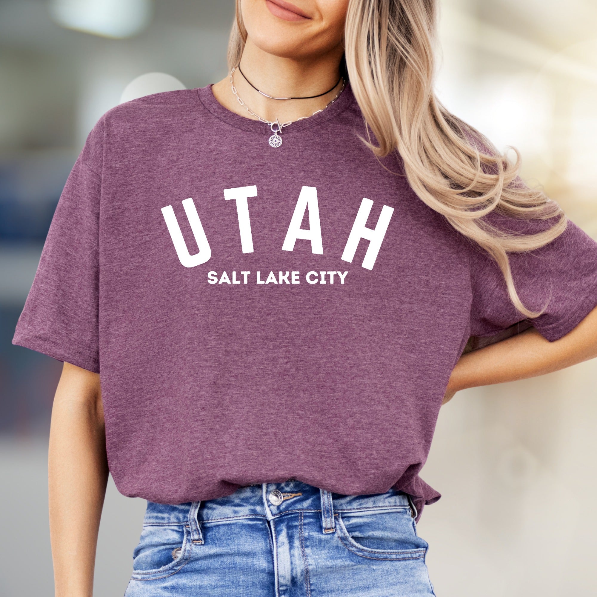 "Utah Salt Lake City" Minimalist Graphic Tee, a State Pride Pick for Travelers