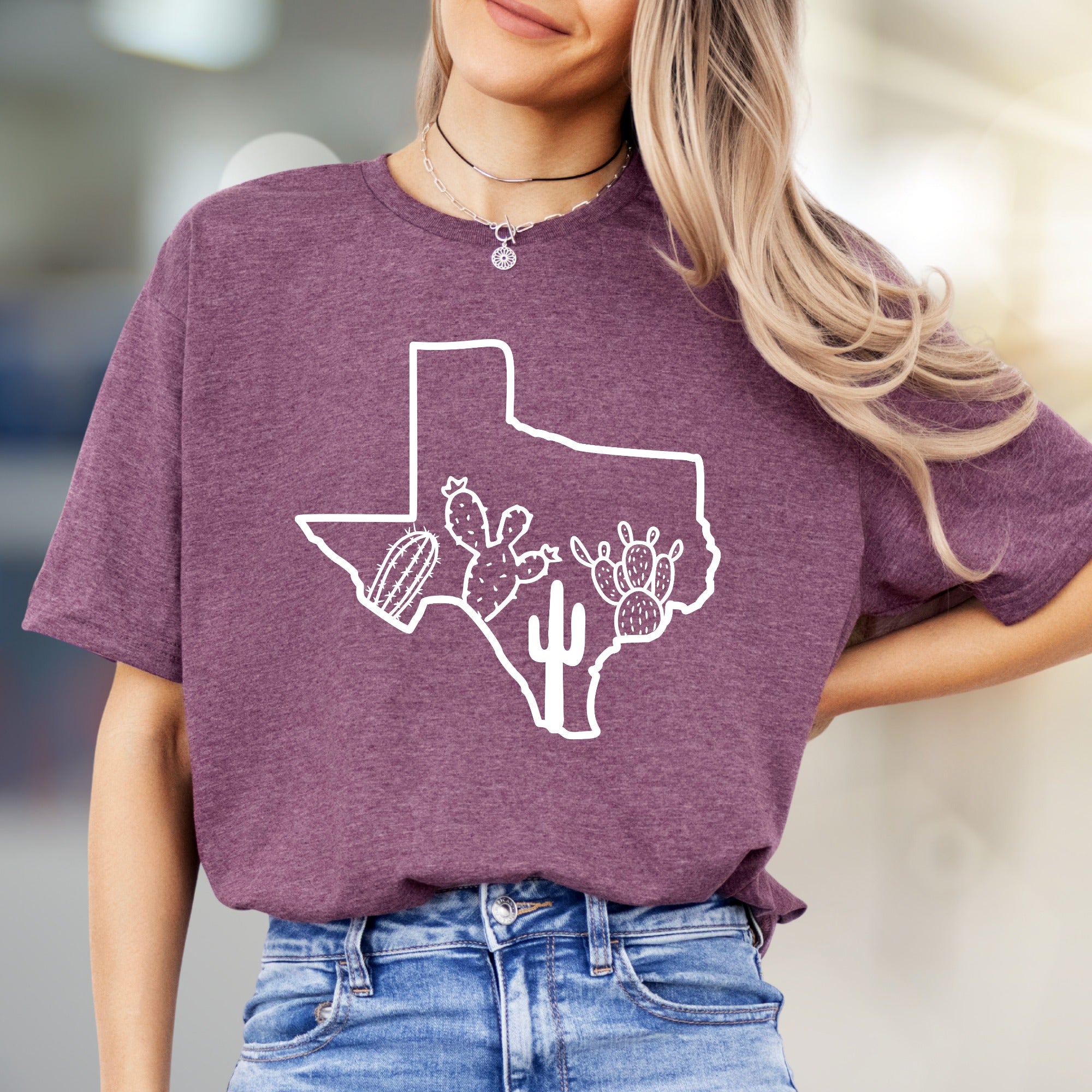 Texas Cactus Outline Graphic Tee, a Desert Chic Pick for State Pride Advocates
