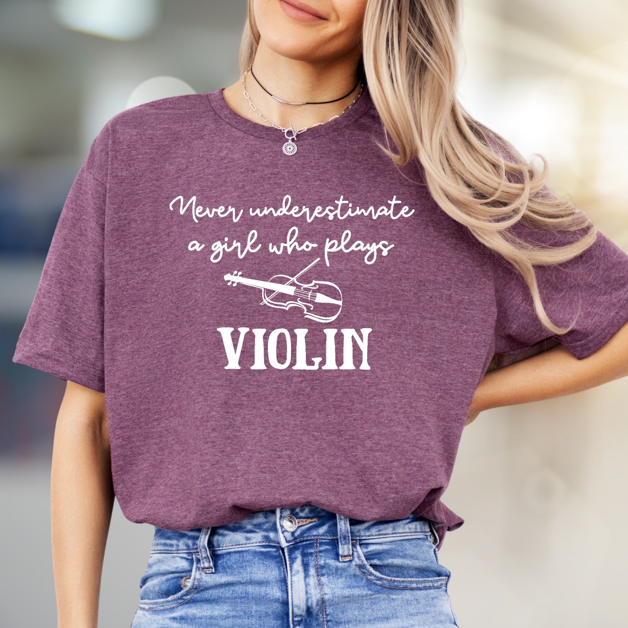 "Never underestimate a girl who plays VIOLIN" Music Lover Graphic Tee, a Musician's Essential Pick for Her