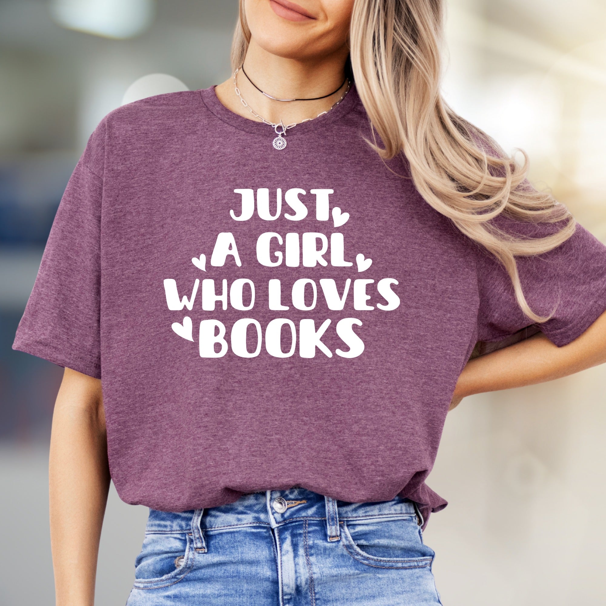 "Just A Girl Who Loves Books" Literary Graphic Tee, A Cozy Read for Bookworms