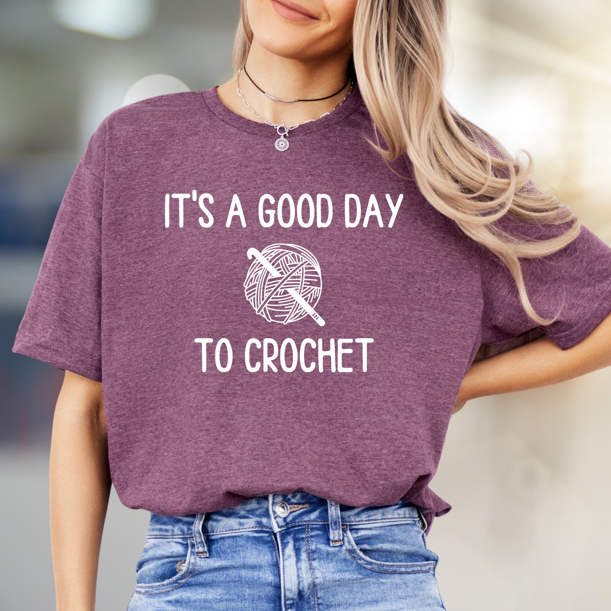 "IT'S A GOOD DAY TO CROCHET" Yarn Ball Graphic Tee, A Crafter's Comfy Pick