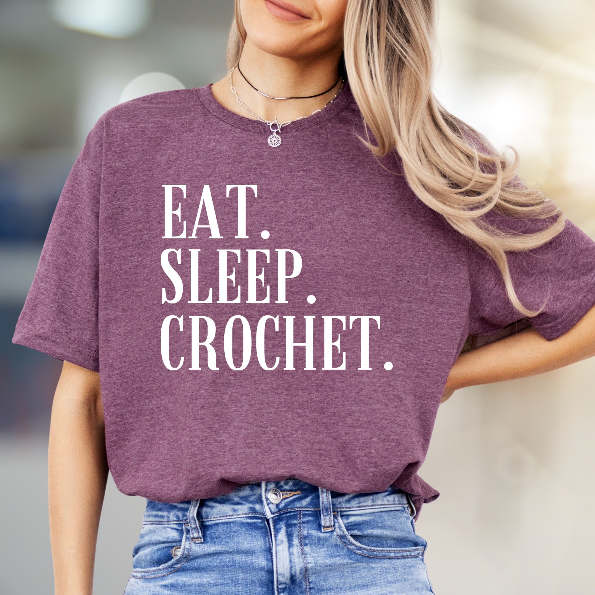 "Eat. Sleep. Crochet." Crafty Passion Graphic Tee, a Hobbyist Unisex Tee for Creators