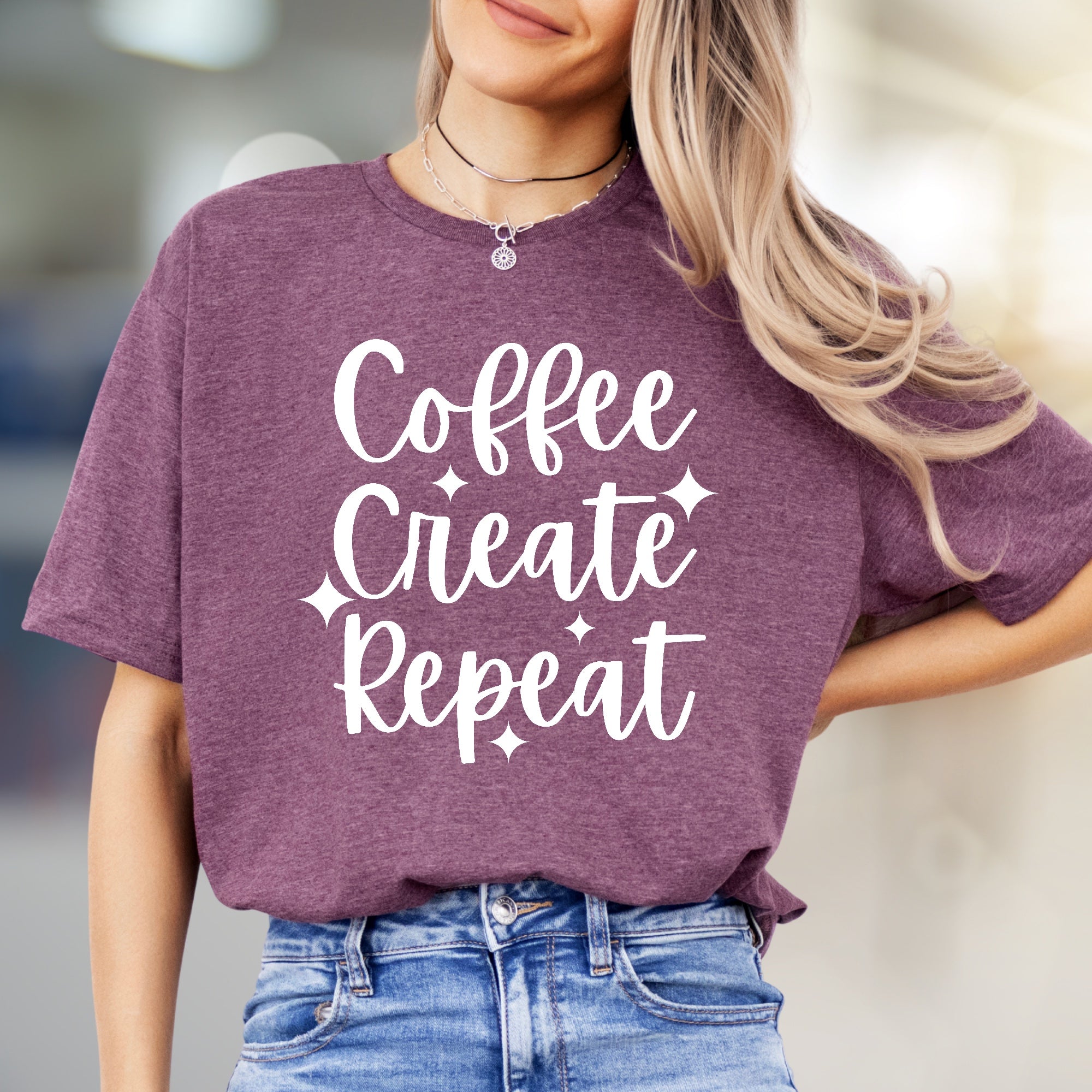 "Coffee Create Repeat" Creative Lifestyle Graphic Tee, a Daily Motivation Pick for Artists