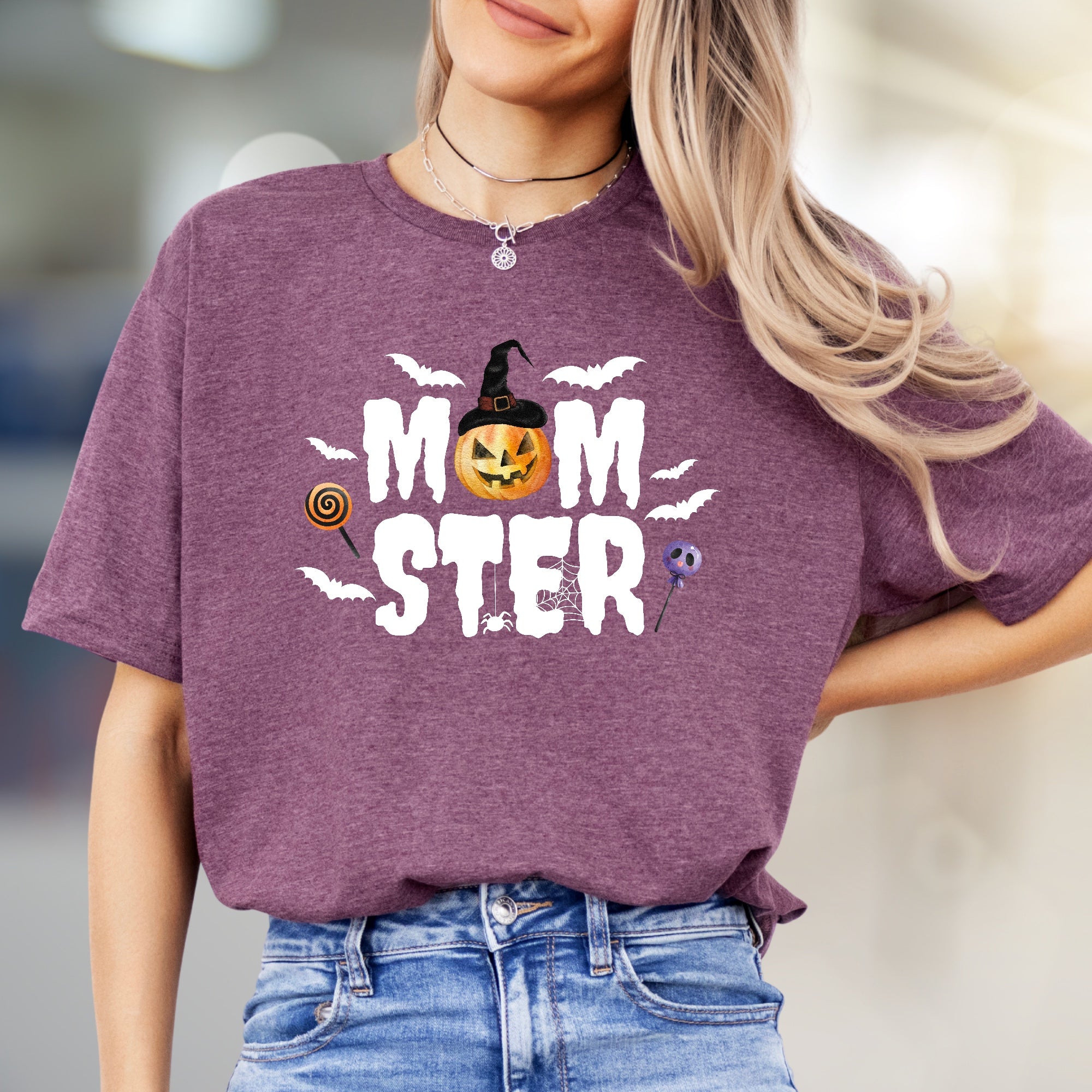 "MOM STER" Halloween Graphic Tee, a Spooky-Cute Pick for Festive Moms