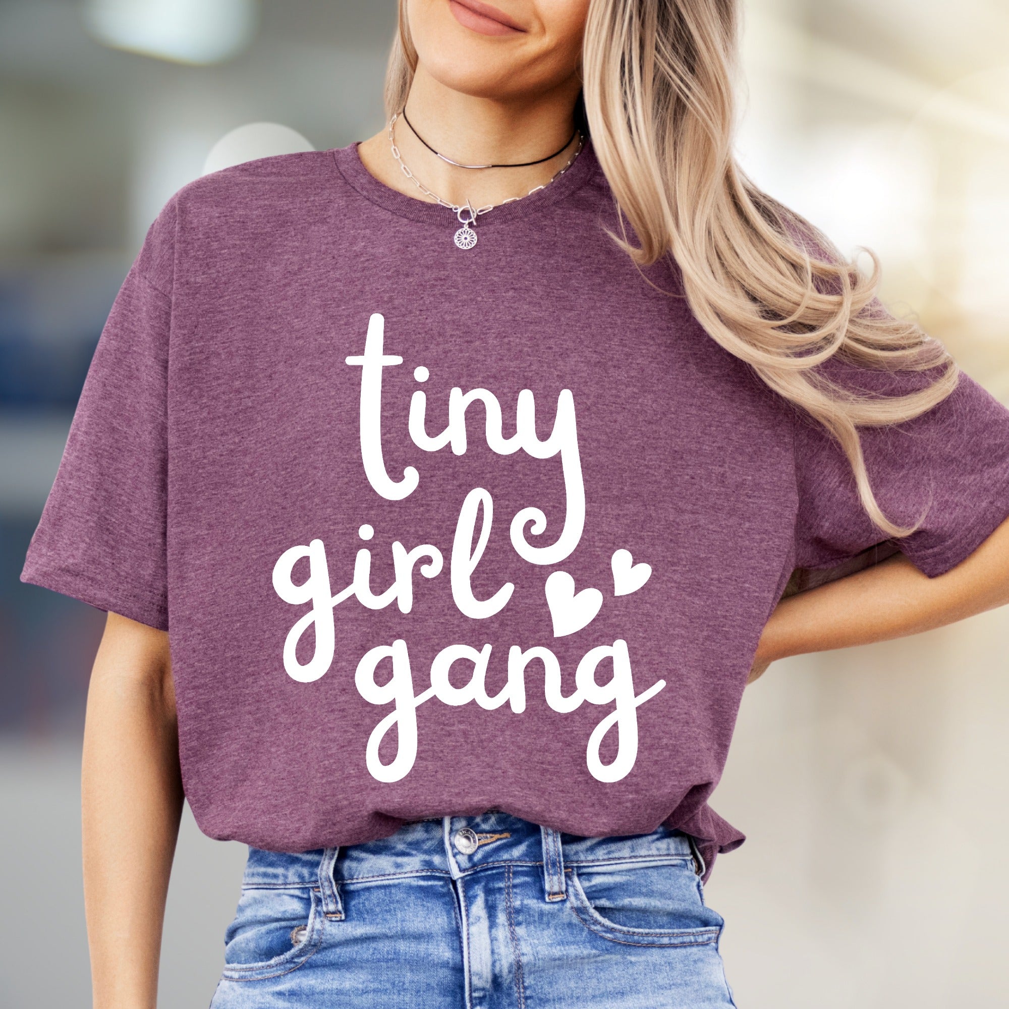 "Tiny Girl Gang" Cute Script Graphic Tee, a Fun Statement for Her