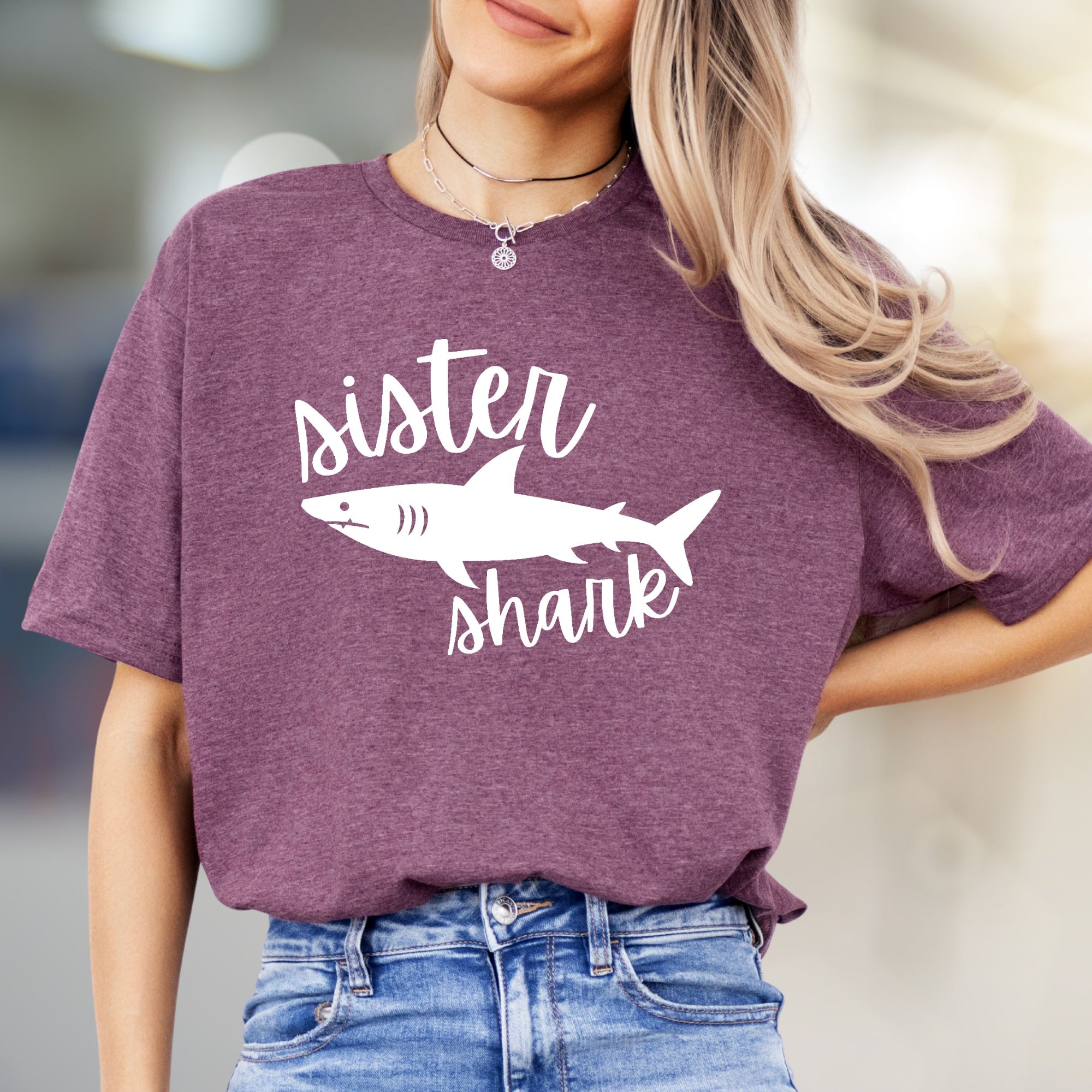 "Sister Shark" Family Fun Graphic Tee, a Playful Pick for Siblings