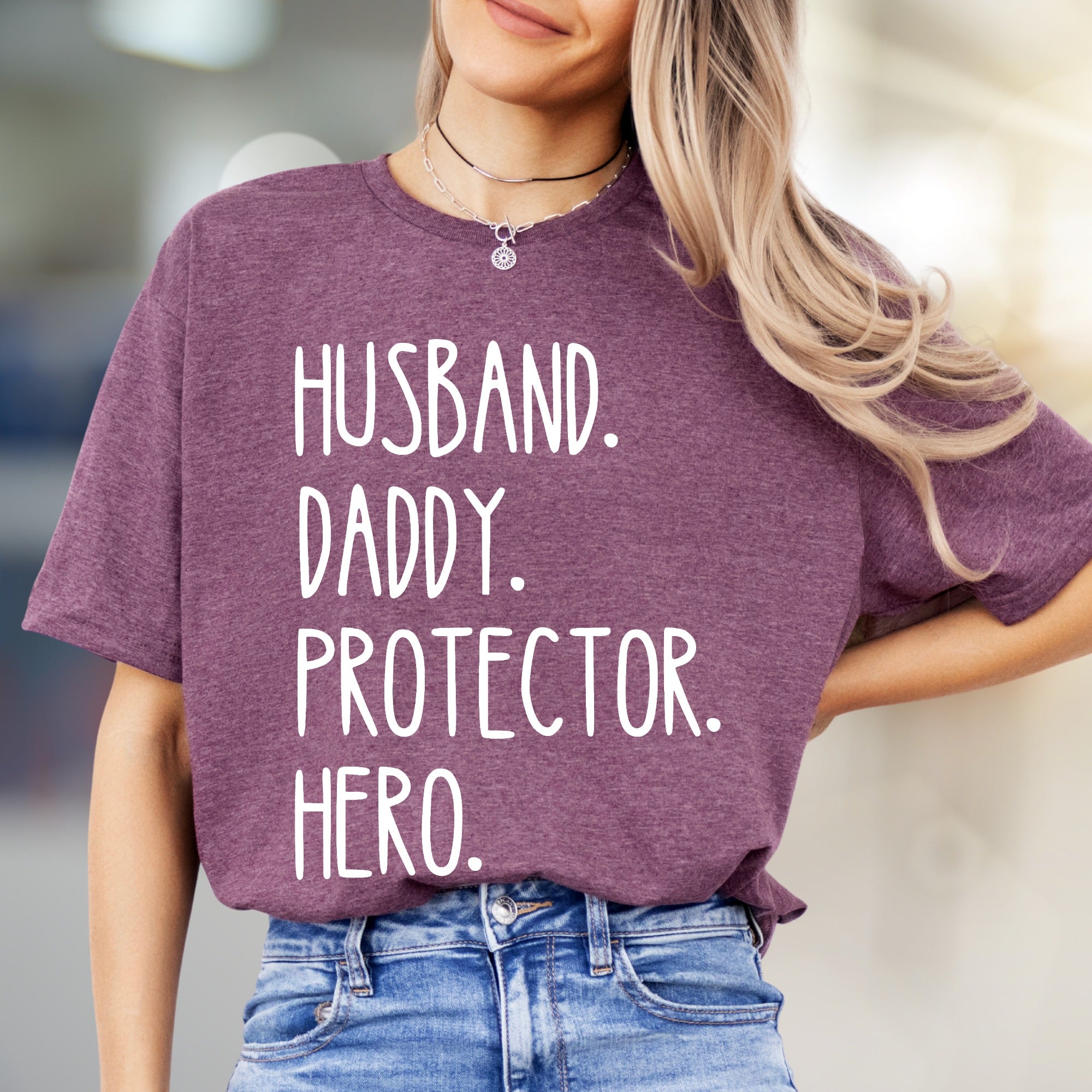 "Husband. Daddy. Protector. Hero." Father's Day Graphic Tee, a Family Love Pick for Dads