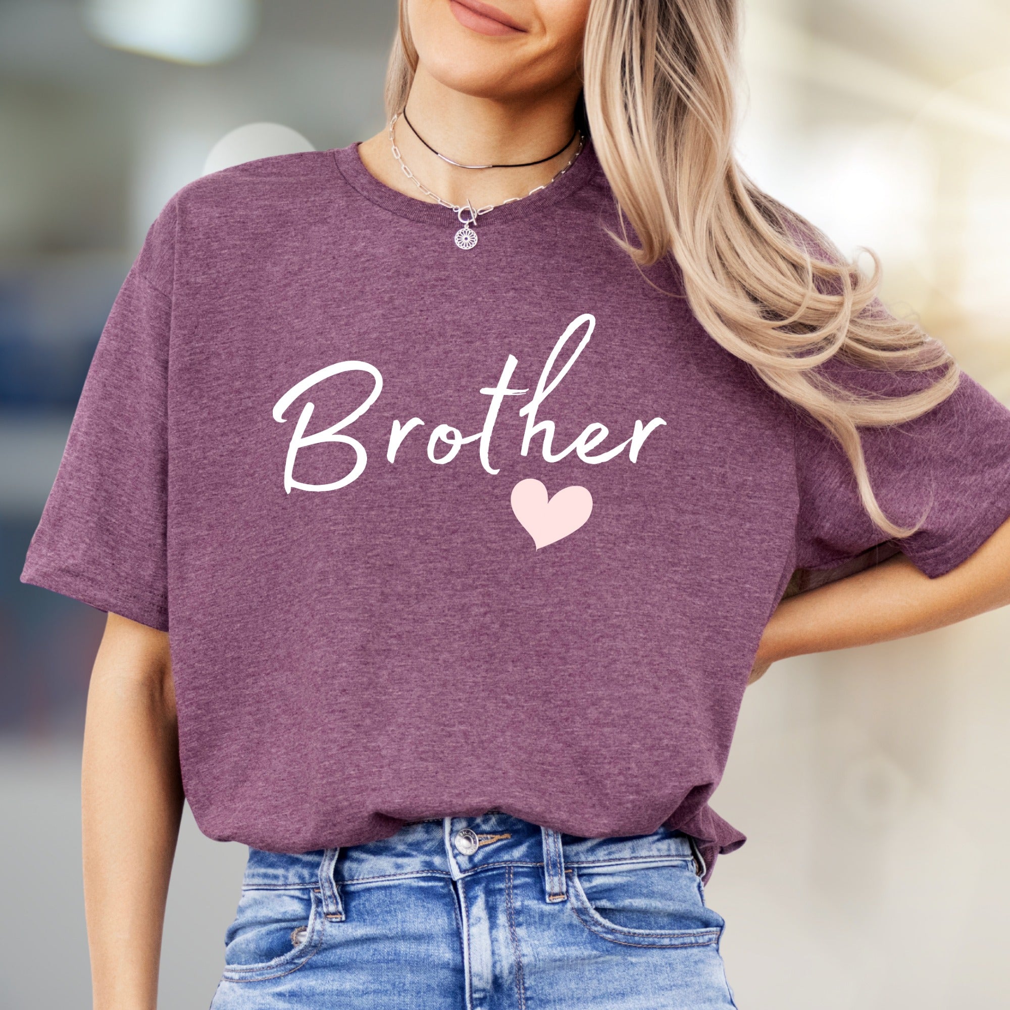 "Brother" Heart Graphic Tee, A Family Bond Pick for Siblings