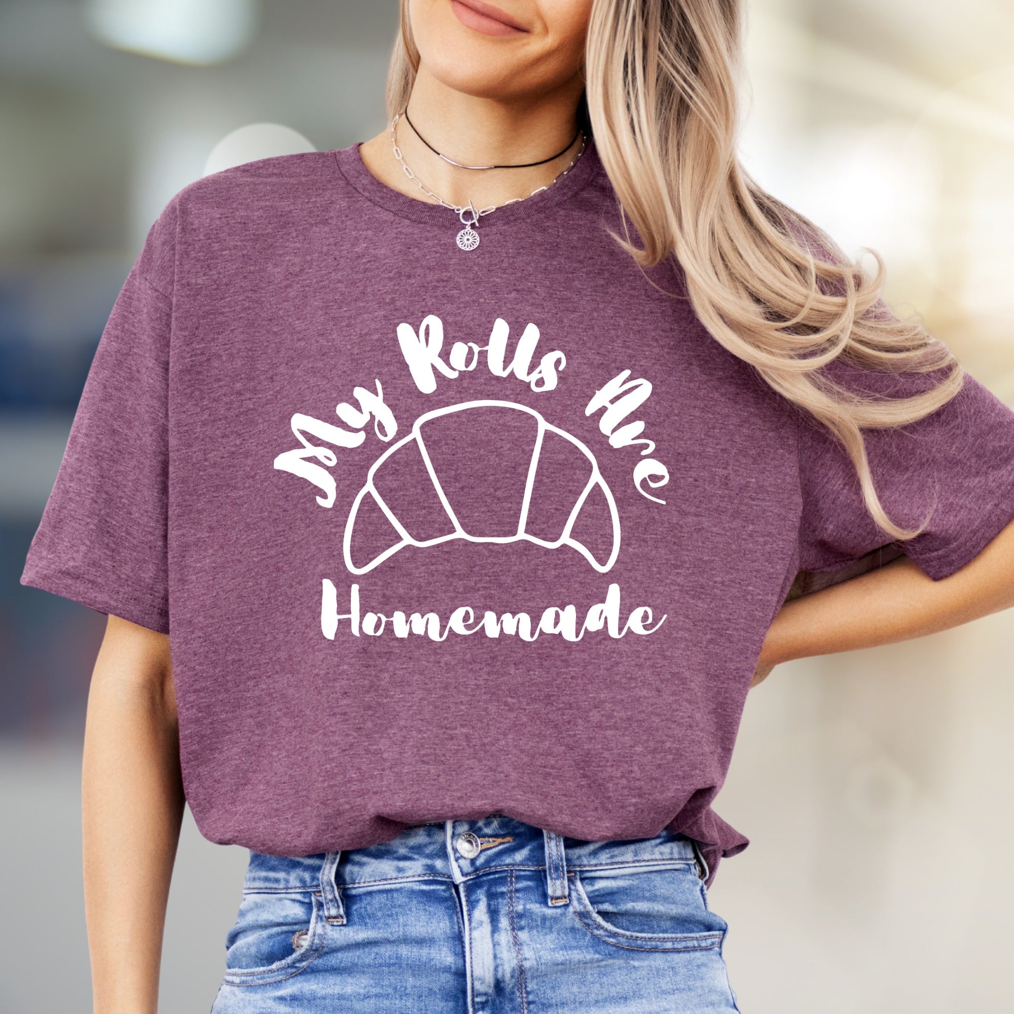 "My Rolls Are Homemade" Croissant Graphic Tee, a Bakery Lover's Casual Pick