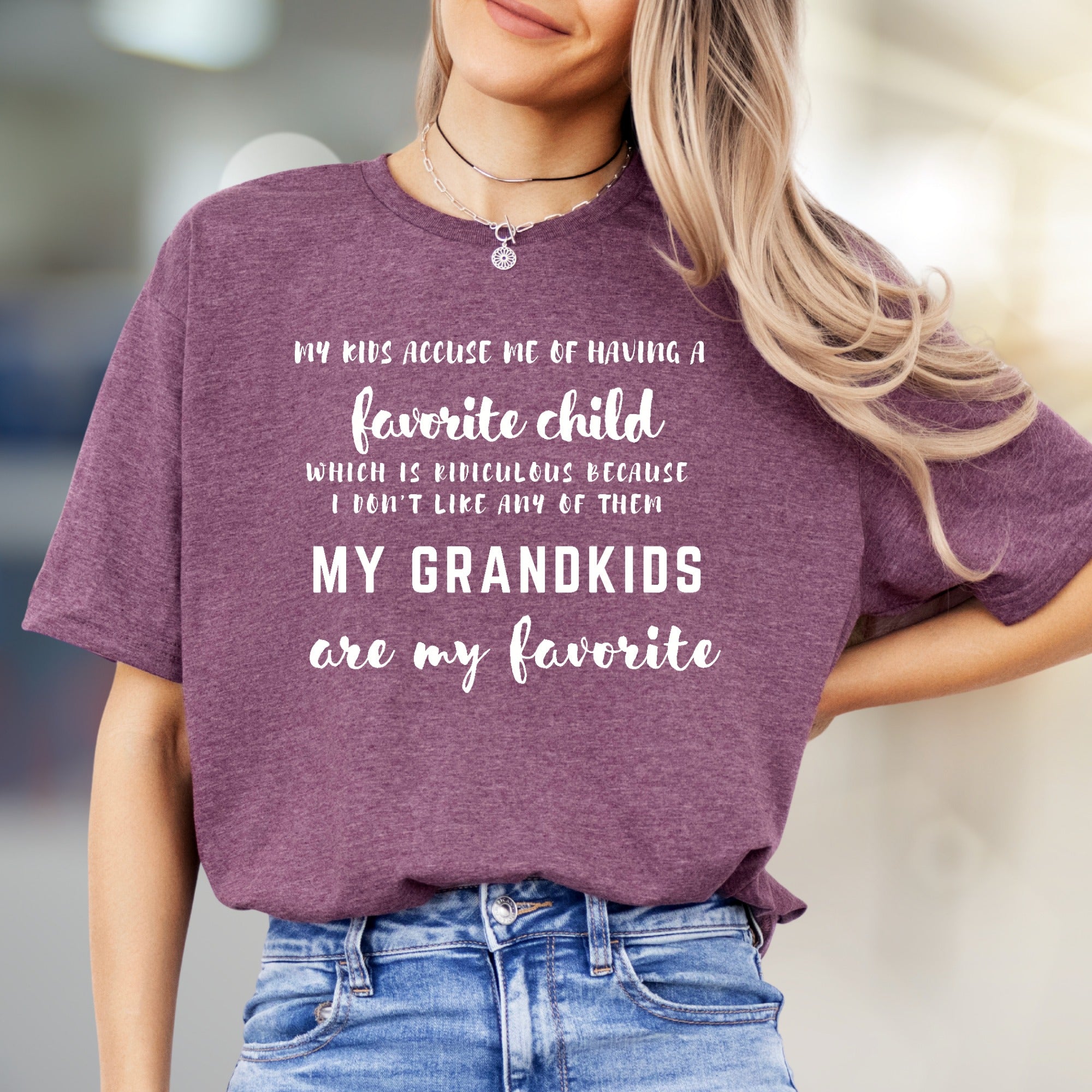"My Grandkids Are My Favorite" Grandparent Graphic Tee, a Funny Casual Pick for Grandmas & Grandpas