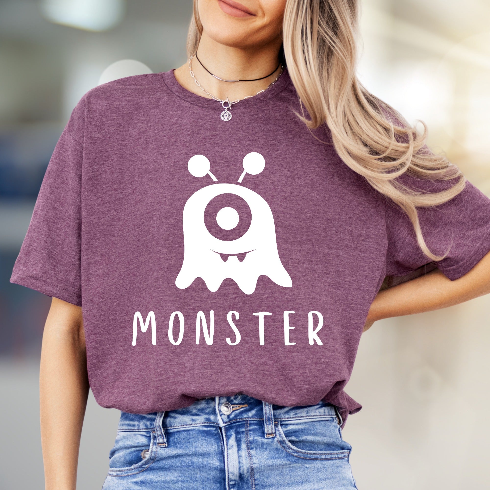"MONSTER" Cute Spooky Graphic Tee, a Whimsical Pick for Halloween Enthusiasts