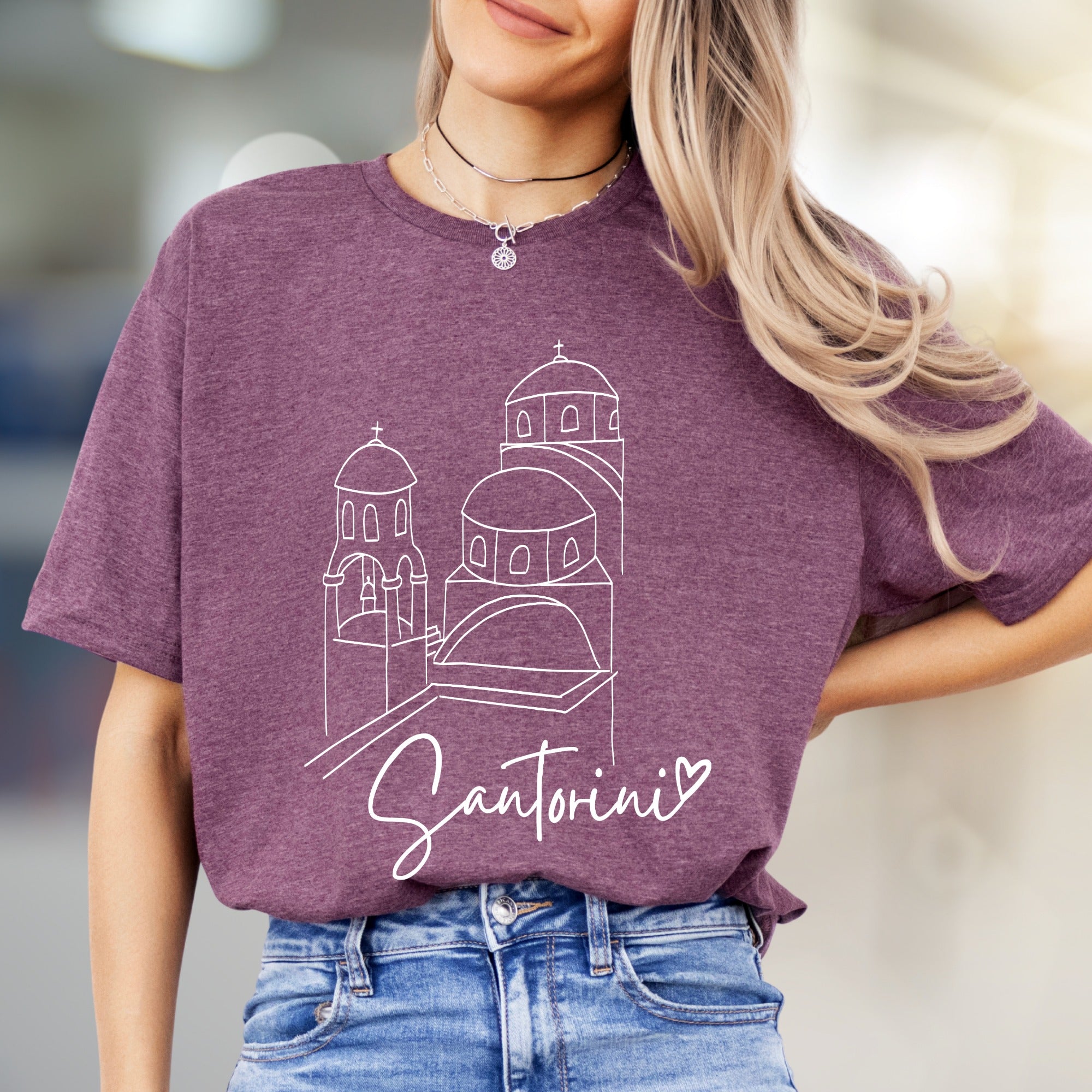 Santorini Sketch Greek Islands Graphic Tee, a Travel Souvenir for Her & Him