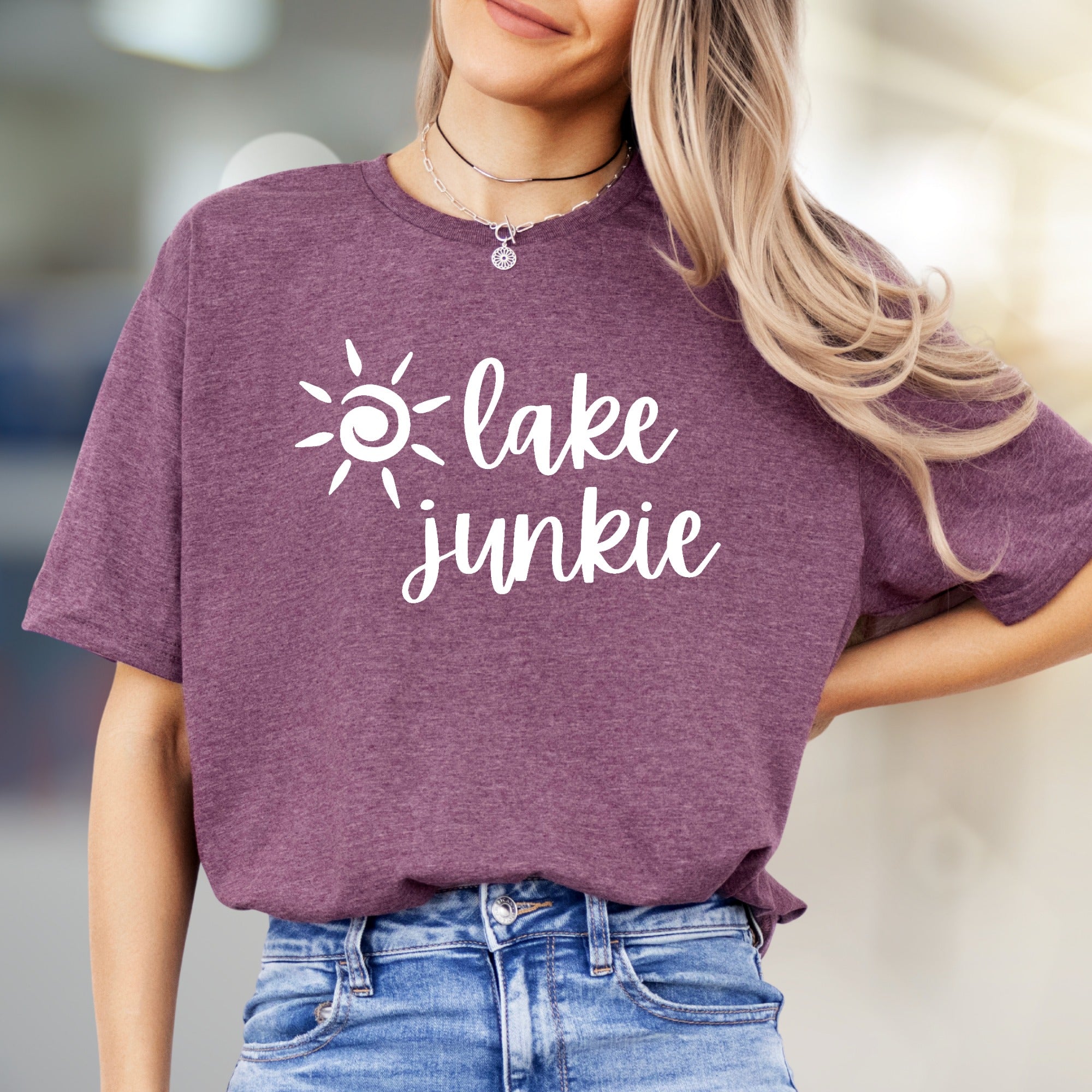 "lake junkie" Summer Lake Graphic Tee, a Water Lover's Pick for Casual Wear