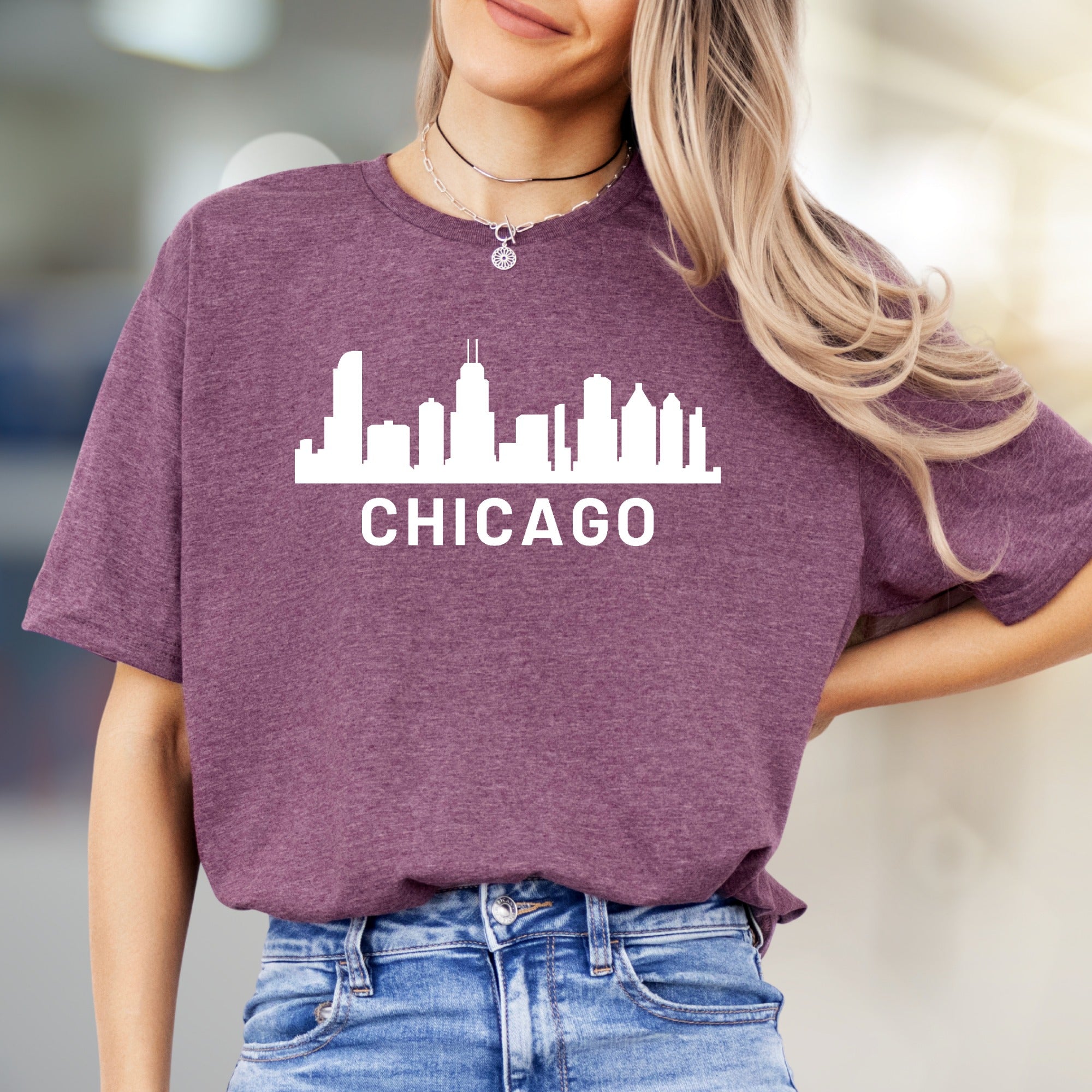 "CHICAGO" Skyline Graphic Tee, an Urban Chic Pick for City Lovers