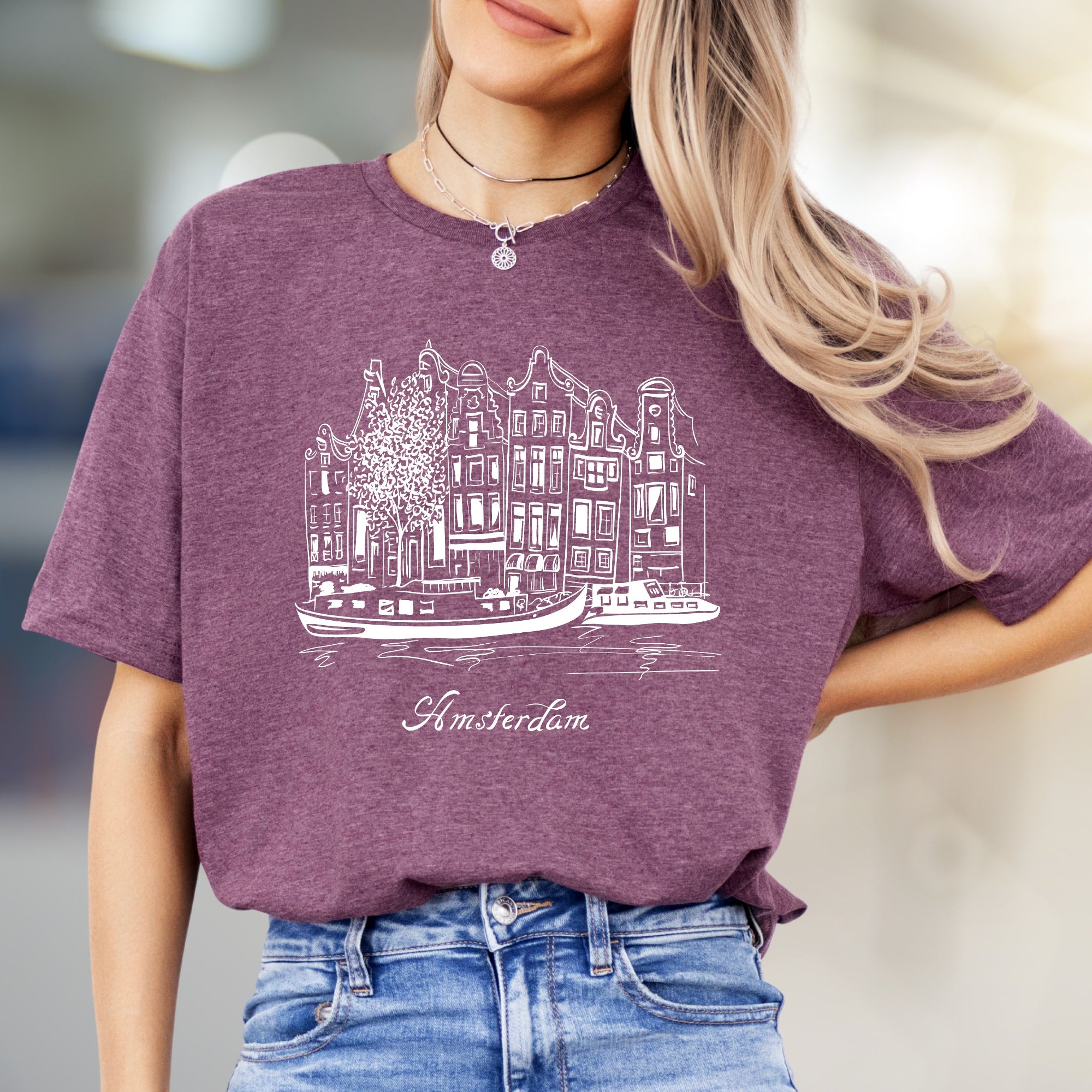 "Amsterdam" Canal City Graphic Tee, a Travel Souvenir Pick for Wanderers