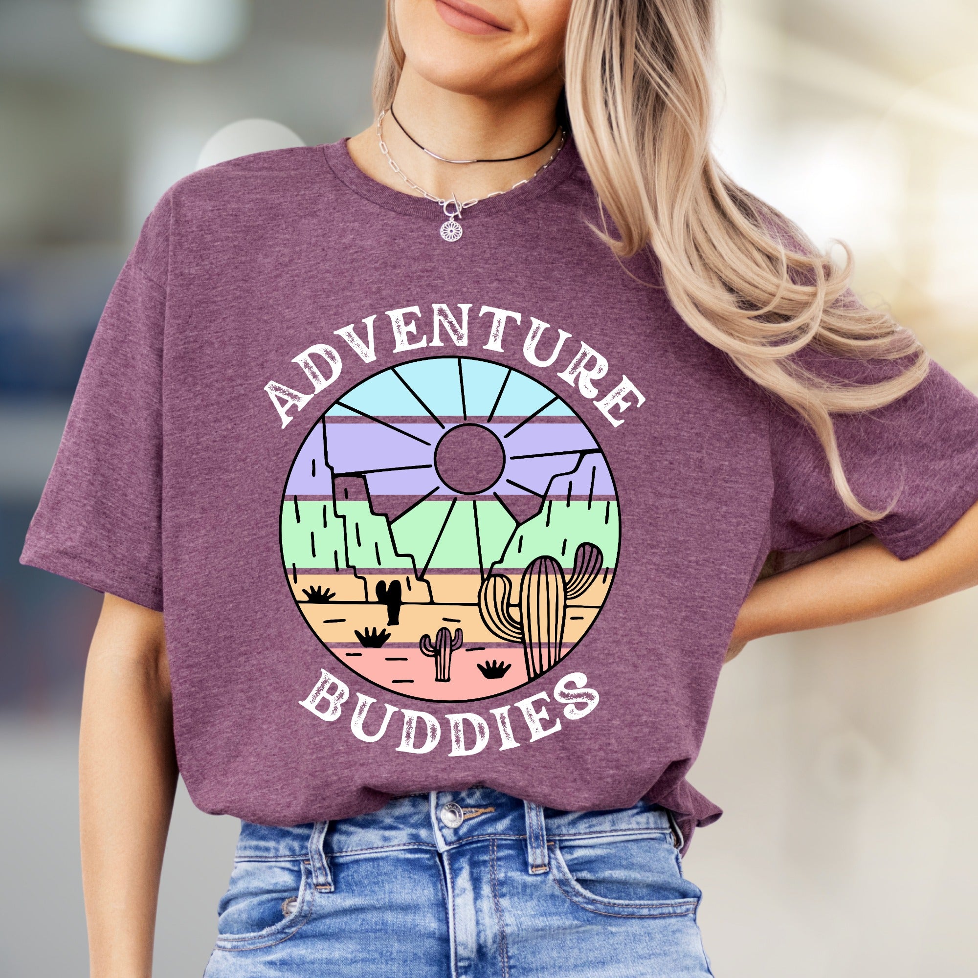"Adventure Buddies" Desert Vibes Graphic Tee, a Retro-Style Pick for Travelers