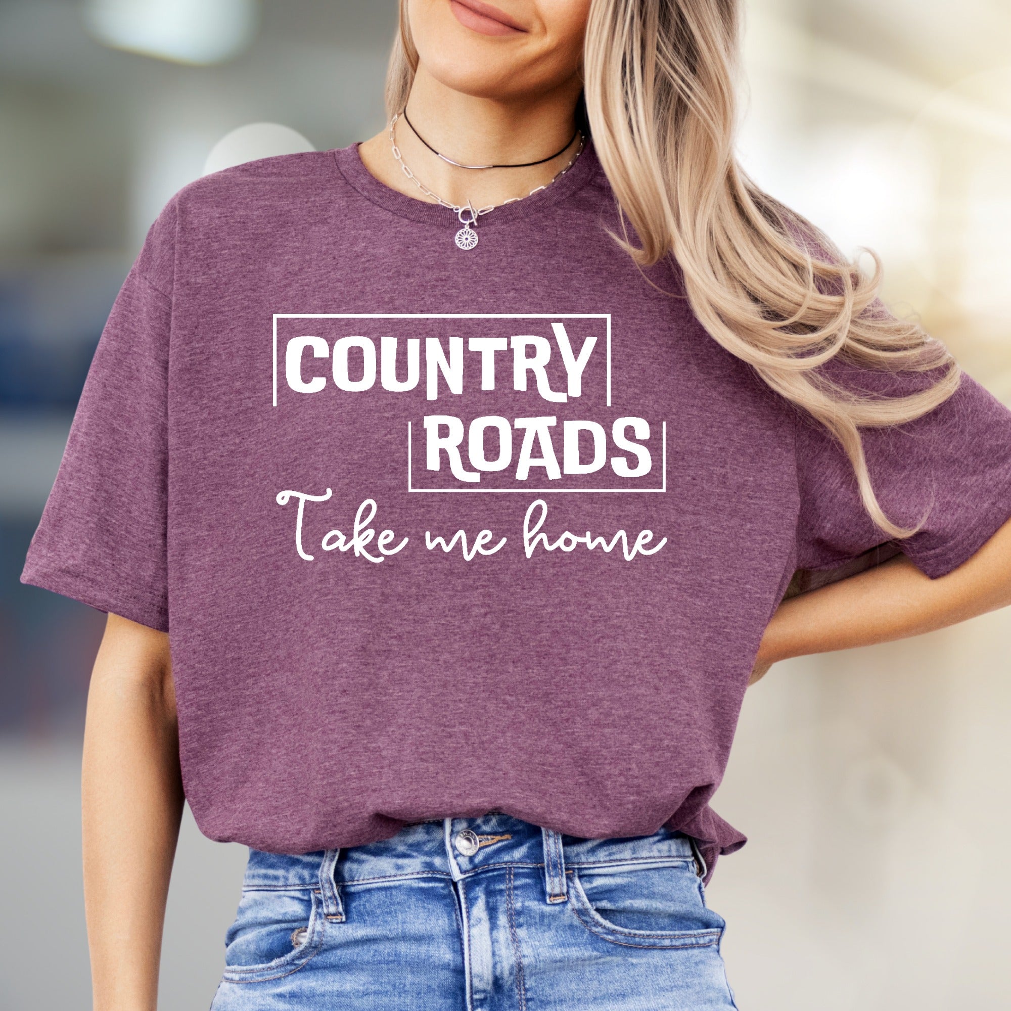"COUNTRY ROADS Take me home" Rustic Graphic Tee, a Nostalgic Pick for Wanderers