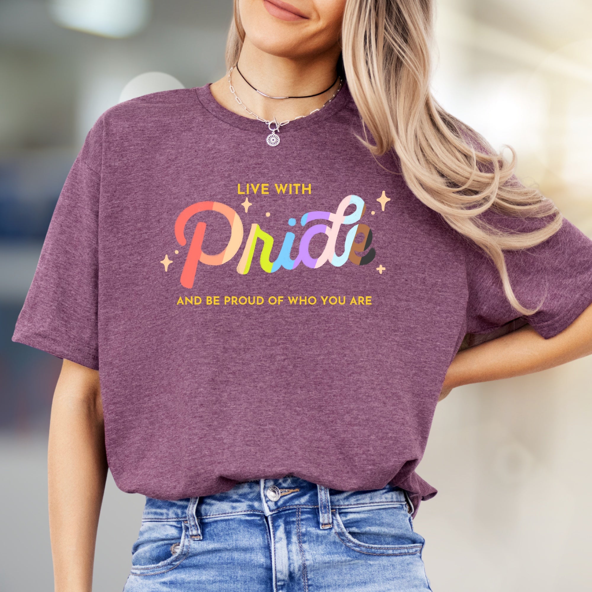 "Live With Pride" Rainbow Sparkle Graphic Tee, a Bold Statement for Everyone