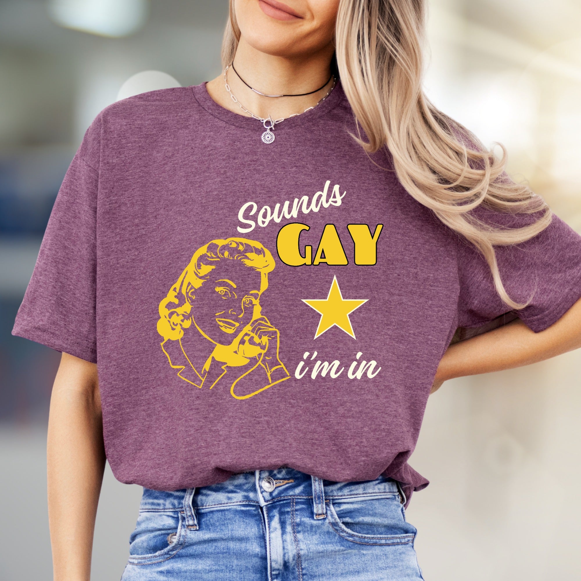 "Sounds Gay, I'm In" Retro Graphic Tee, a Quirky Pick for Activists
